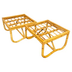 Pair of Mid-Century Modern Bamboo Side Tables or Stools