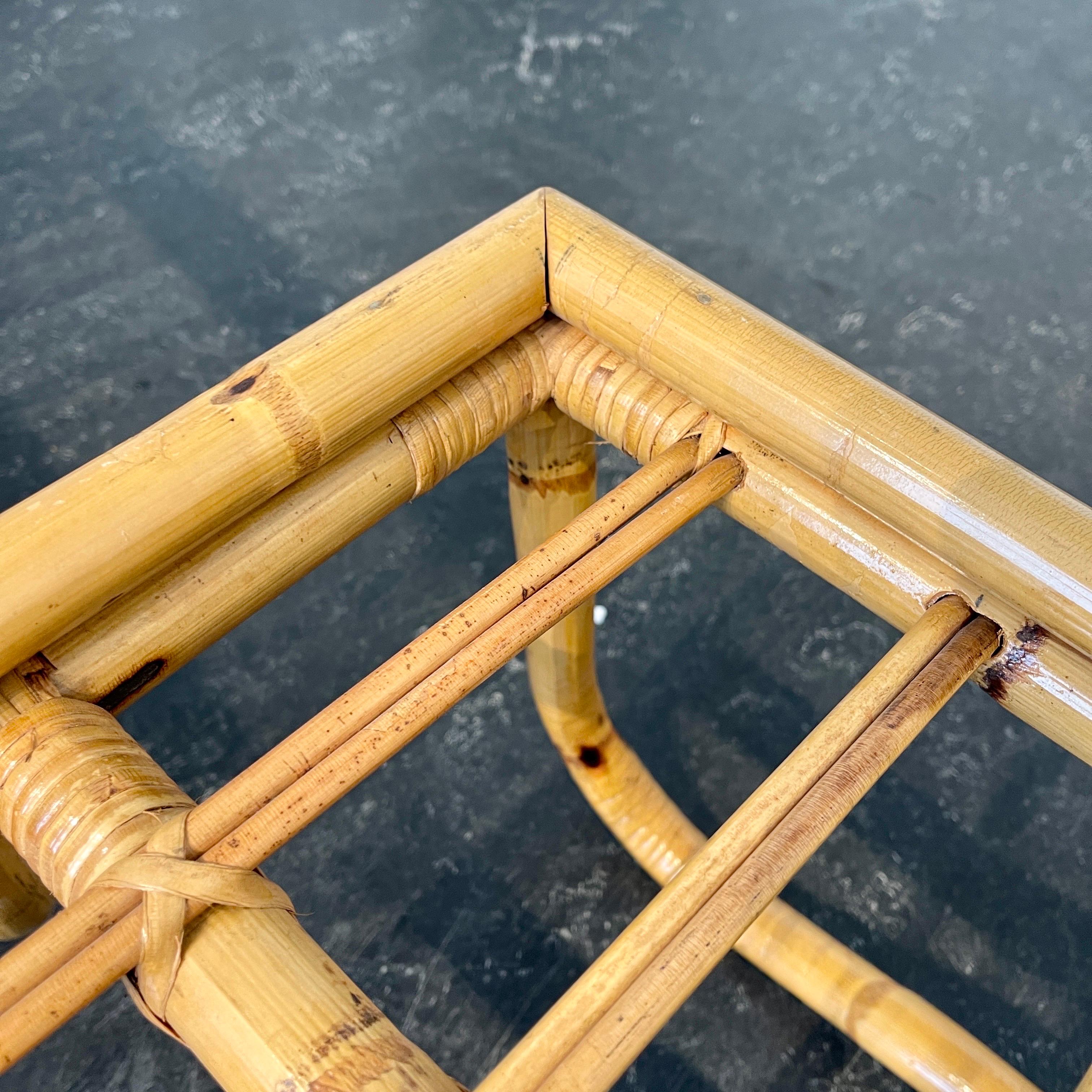 Pair of Mid-Century Modern Bamboo Side Tables or Stools For Sale 3