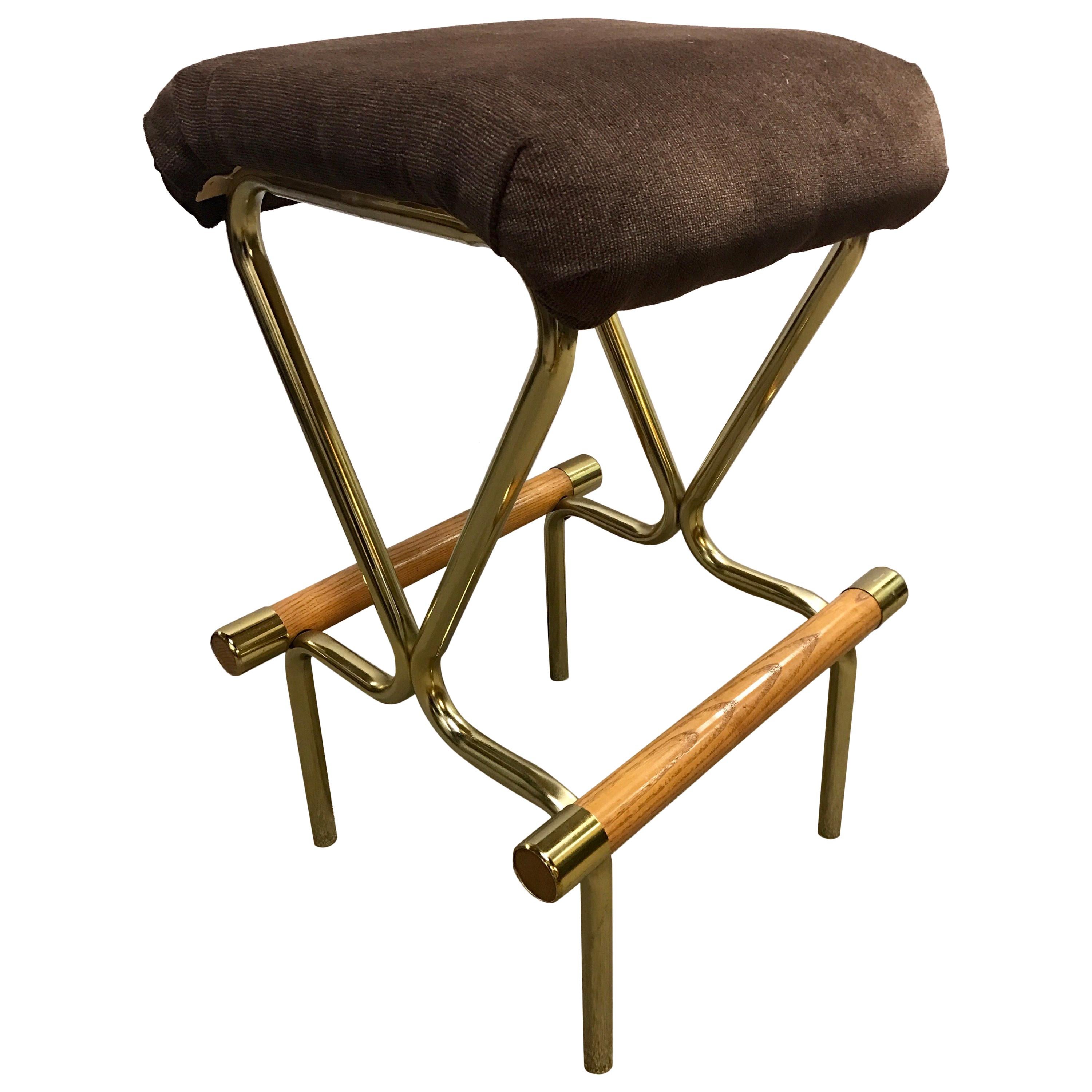 Pair of Luxe Mid Century Modern Upholstered Counter Stools at 1stDibs