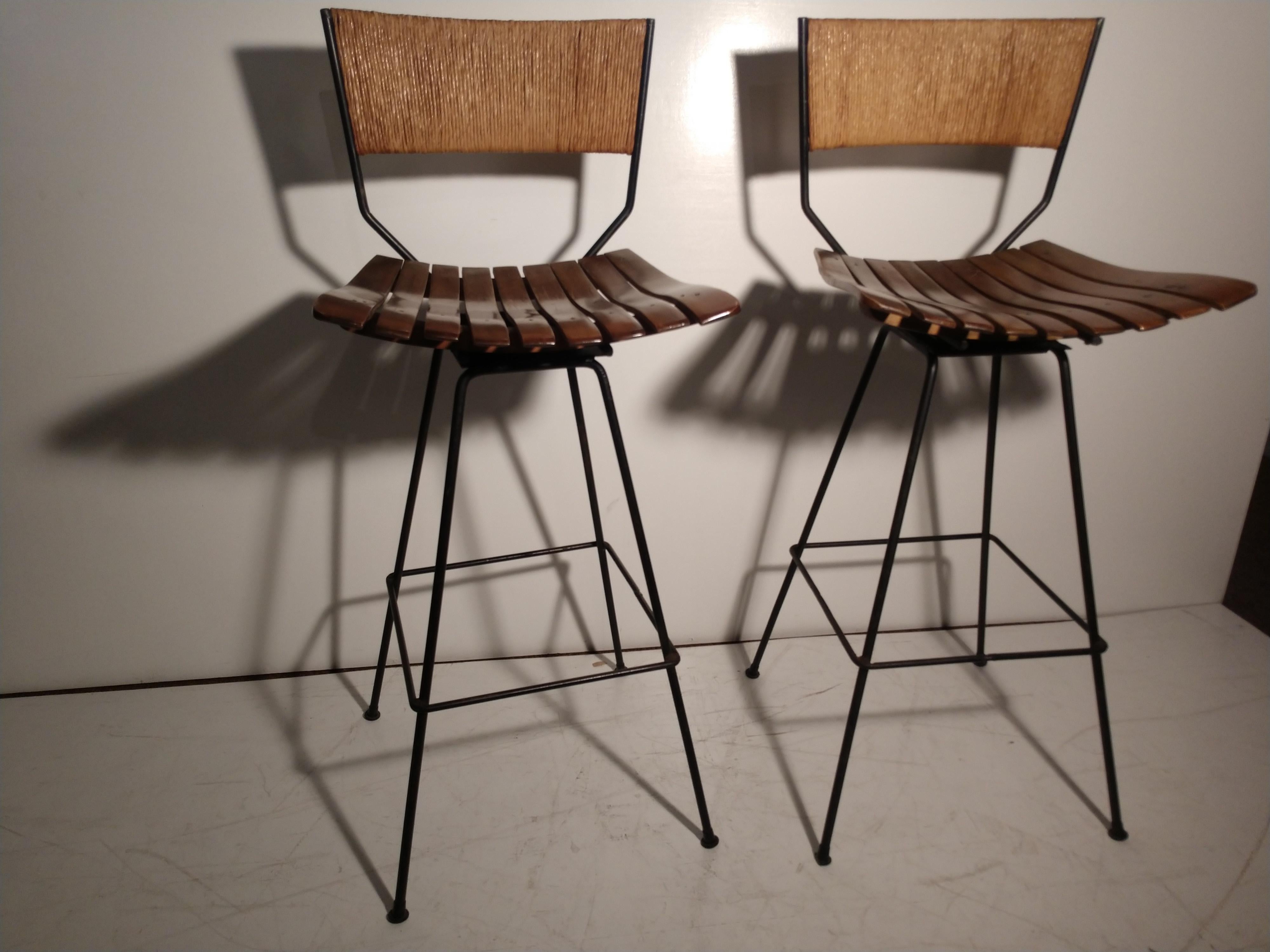 American Pair of Mid-Century Modern Bar Stools by Arthur Umanoff 5 Available