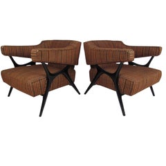 Pair of Mid-Century Modern Barrel Back Armchairs