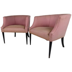 Pair of Mid-Century Modern Barrel Back Lounge Chairs