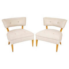 Pair of Mid-Century Modern Barrel Back Slipper Chairs