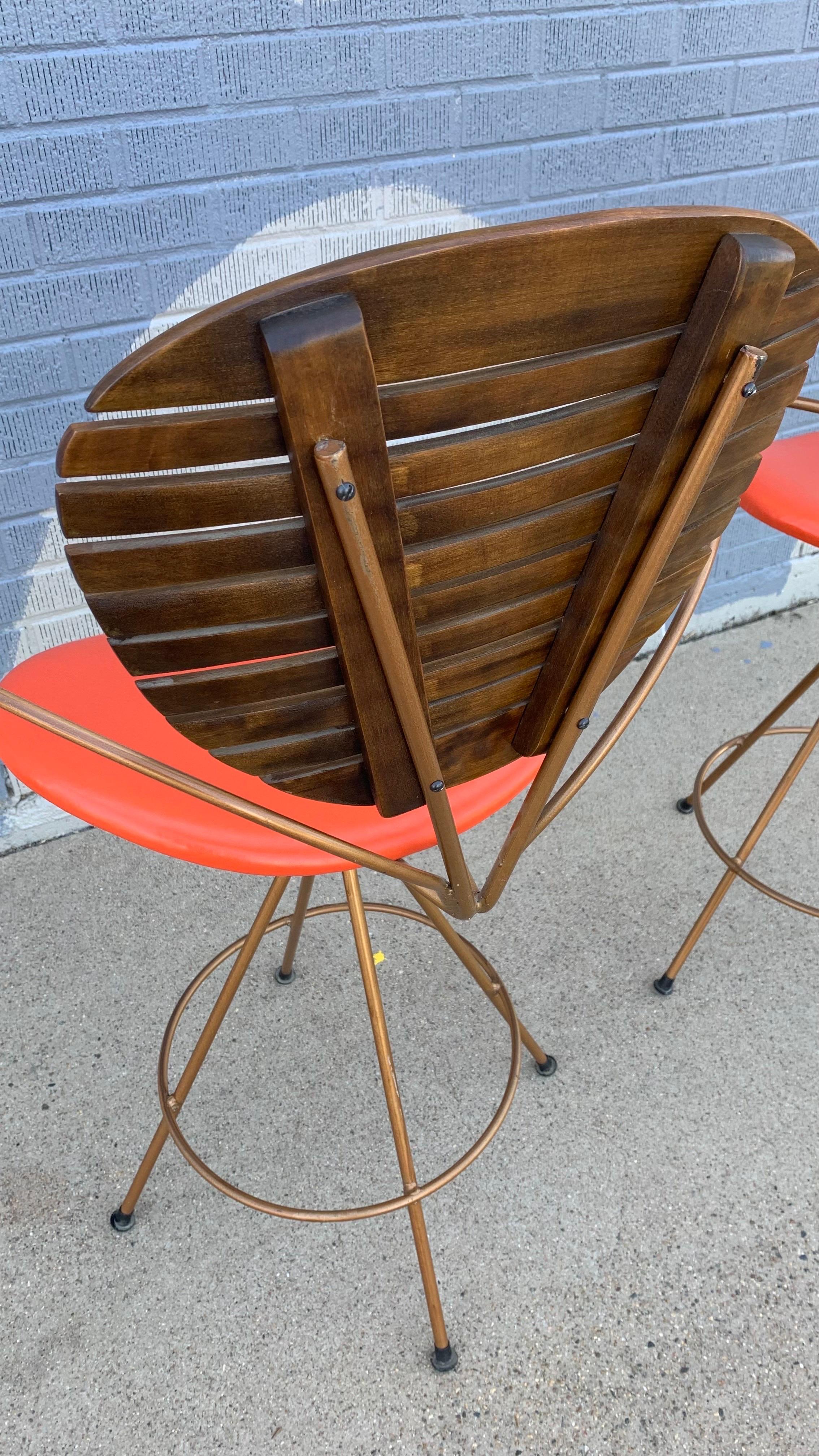 Pair of Mid-Century Modern Barstools by Arthur Umanoff for Howard-Shaver For Sale 4