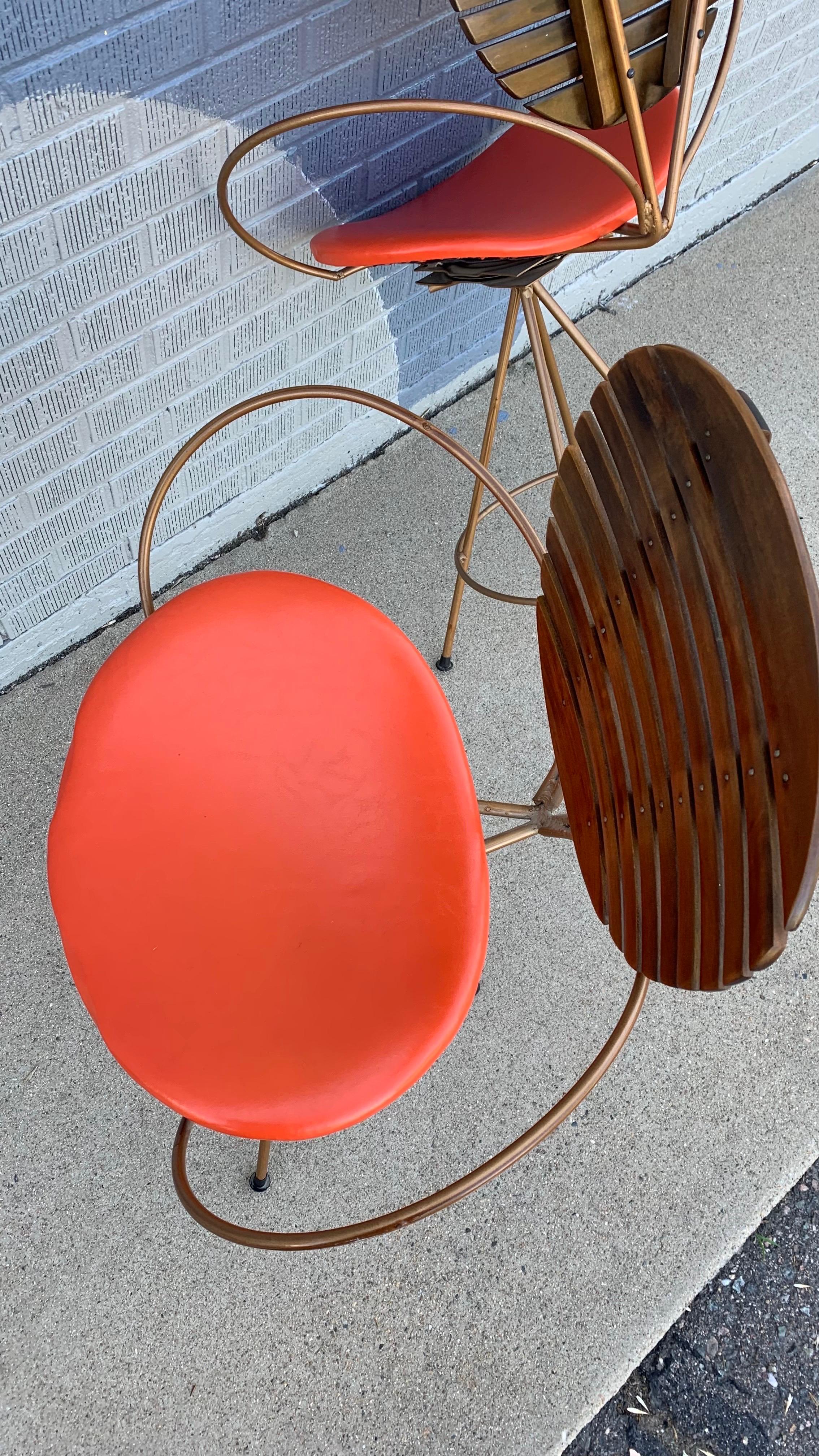 Pair of Mid-Century Modern Barstools by Arthur Umanoff for Howard-Shaver For Sale 2