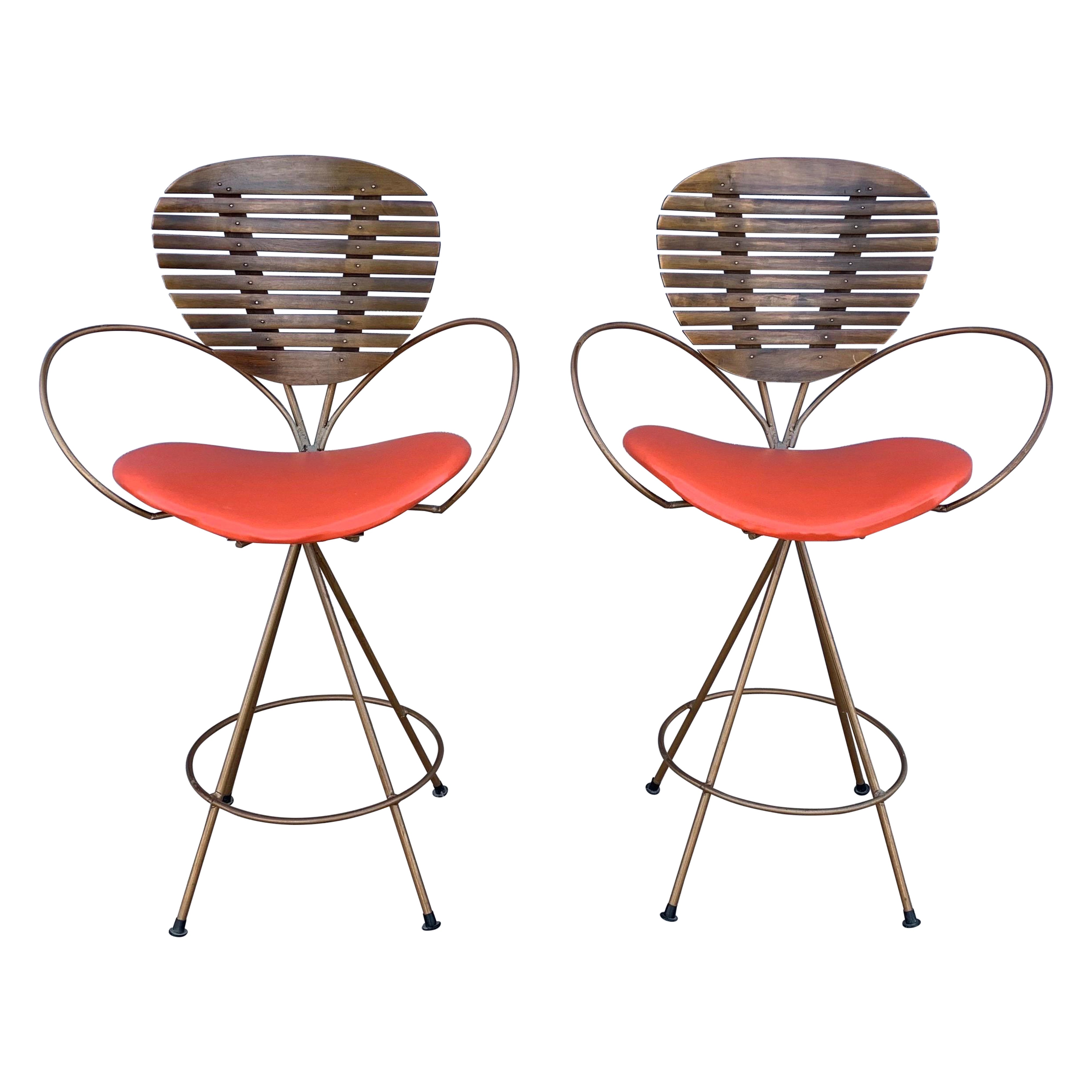Pair of Mid-Century Modern Barstools by Arthur Umanoff for Howard-Shaver For Sale