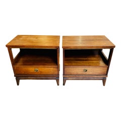 Pair of Mid-Century Modern Bassett Walnut Nightstands