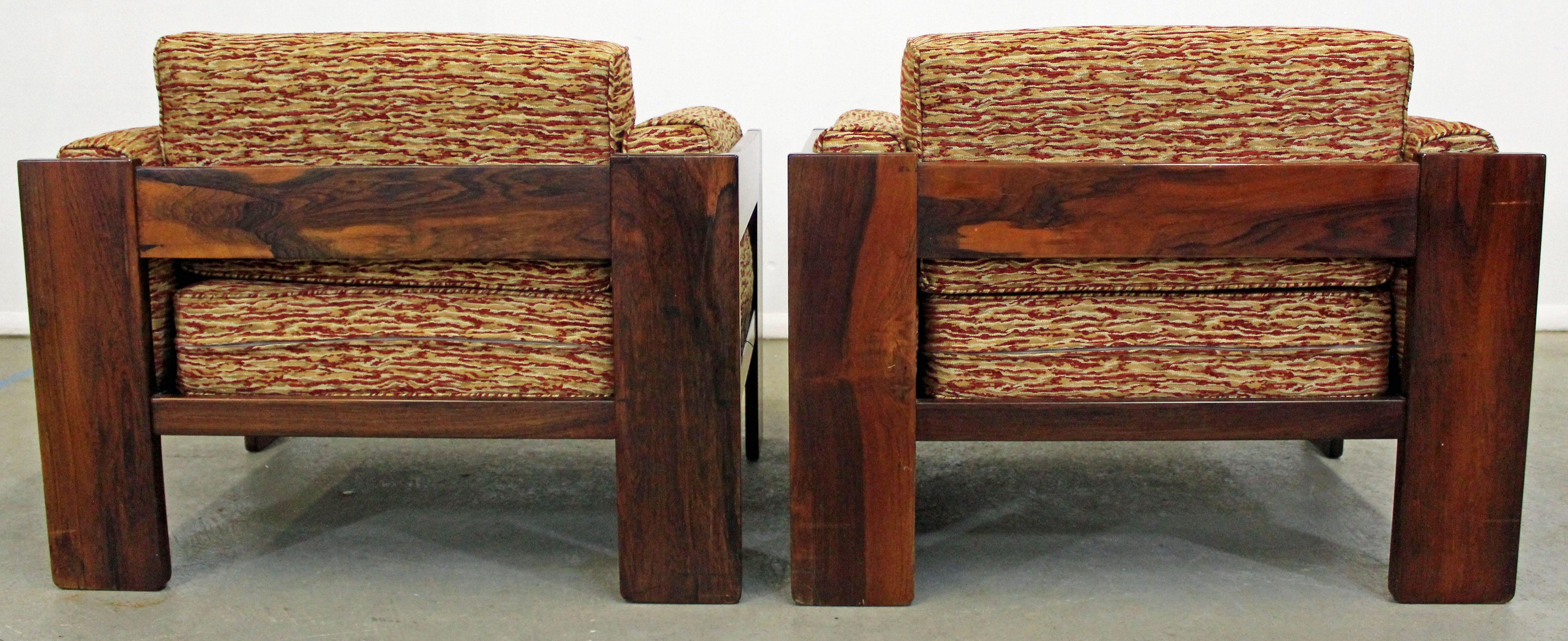 Pair of Mid-Century Modern Bastiano Rosewood Knoll Club Chairs In Good Condition In Wilmington, DE