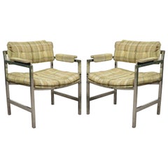 Pair of Mid-Century Modern Baughman Chrome Floating Arm Lounge Chairs