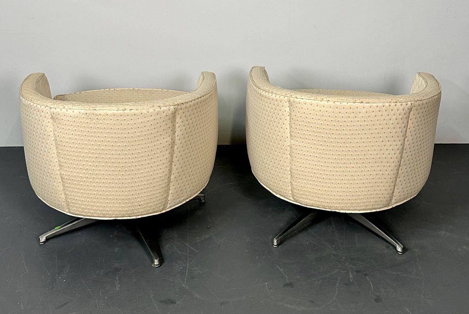 Pair of Mid-Century Modern Baughman Style Tub / Swivel / Lounge Chairs, American 6