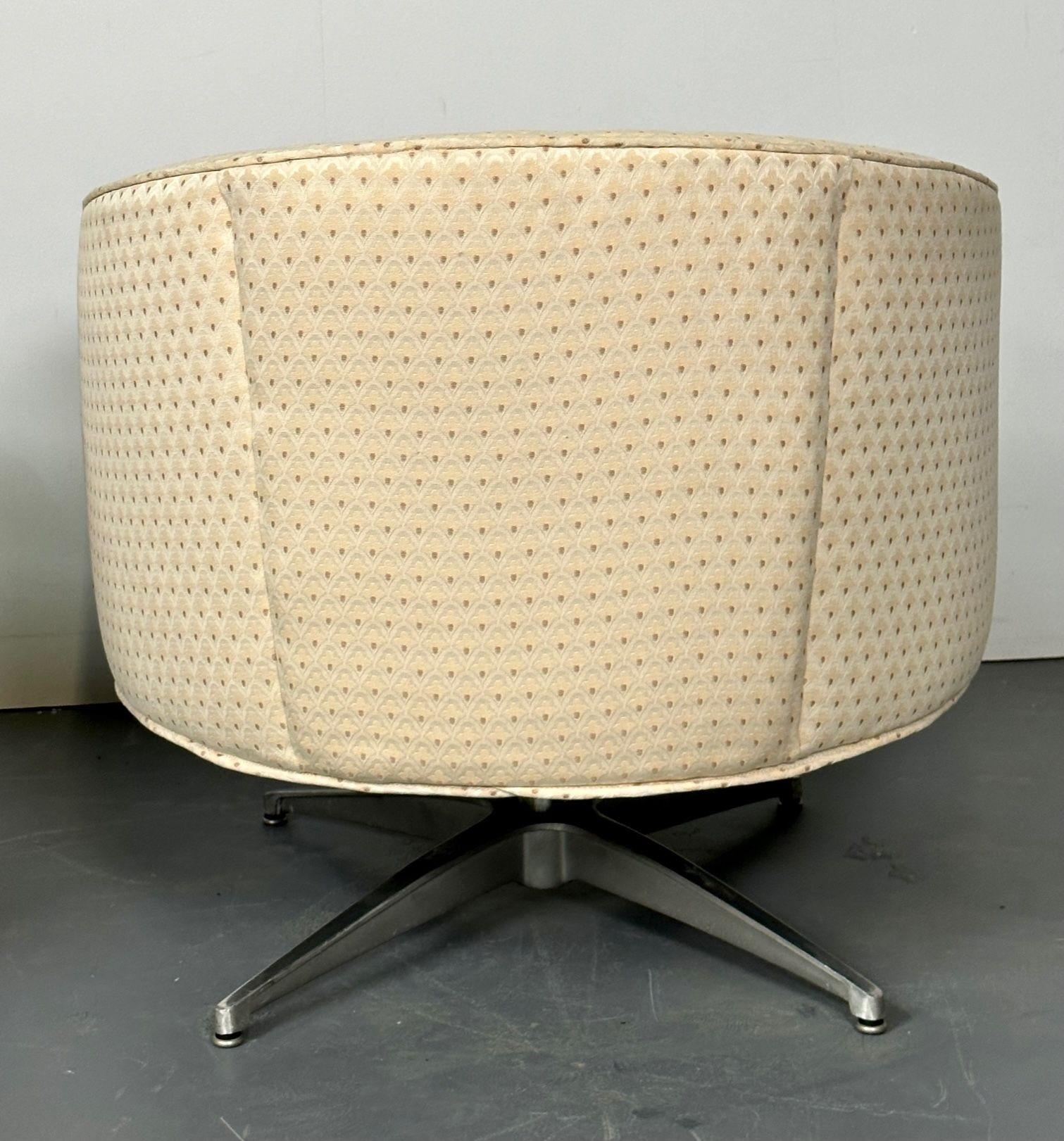 Pair of Mid-Century Modern Baughman Style Tub / Swivel / Lounge Chairs, American 7