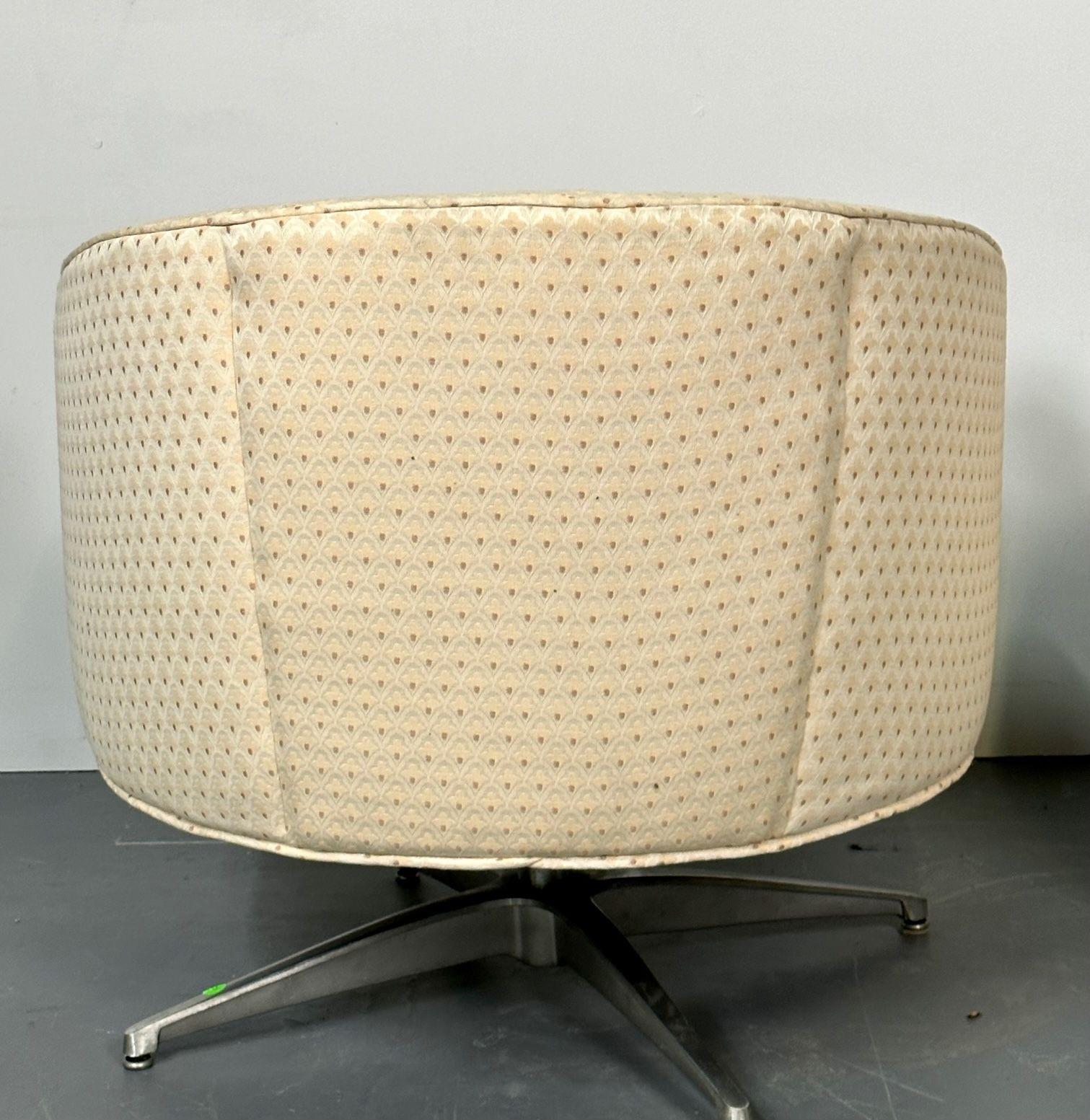 Pair of Mid-Century Modern Baughman Style Tub / Swivel / Lounge Chairs, American 8