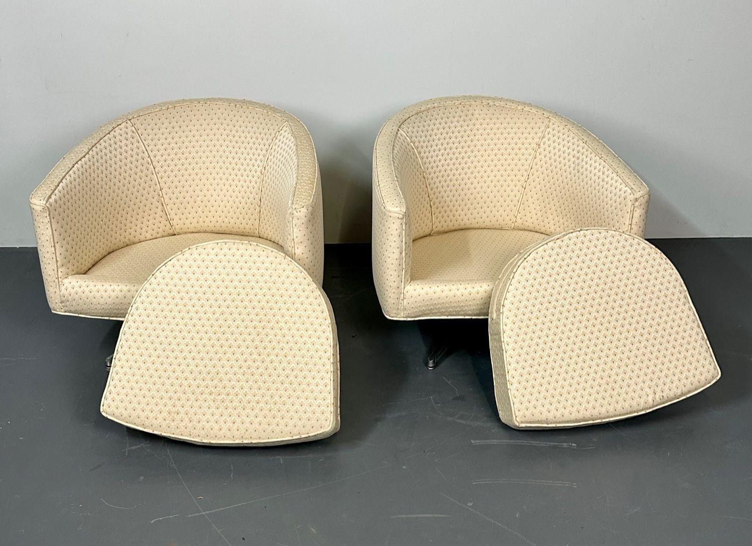 Pair of Mid-Century Modern Baughman Style Tub / Swivel / Lounge Chairs, American 9
