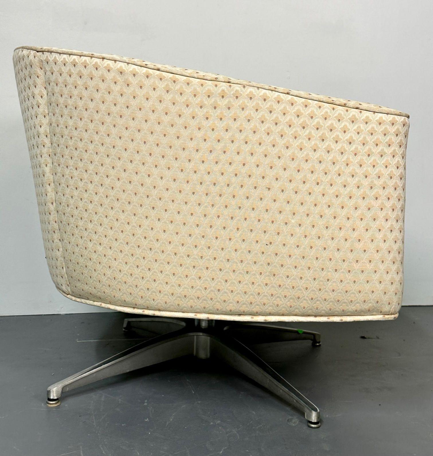 Pair of Mid-Century Modern Baughman Style Tub / Swivel / Lounge Chairs, American 1