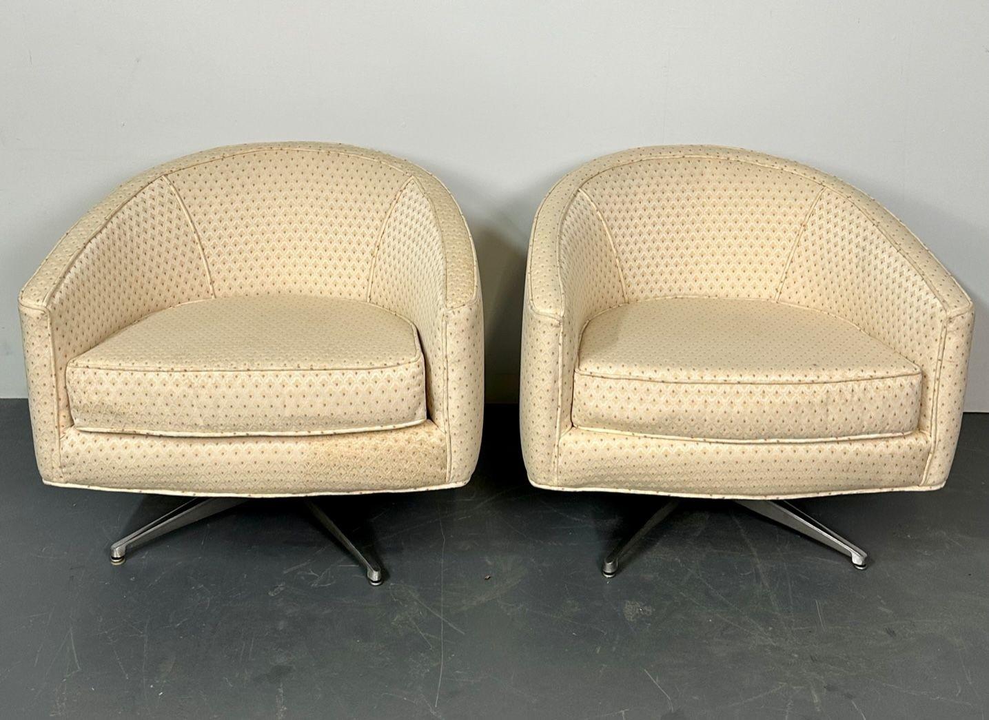 Pair of Mid-Century Modern Baughman Style Tub / Swivel / Lounge Chairs, American 3