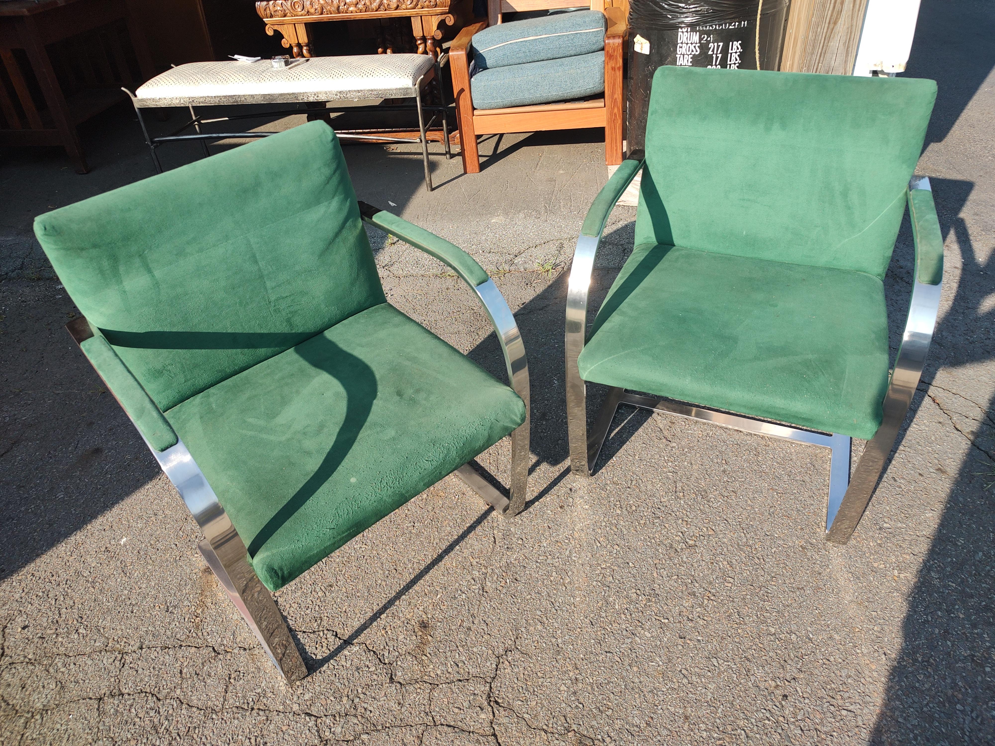 Steel Pair of Mid Century Modern Bauhaus Styled Brno Chairs  Ludwig Mies van DerRohe  For Sale
