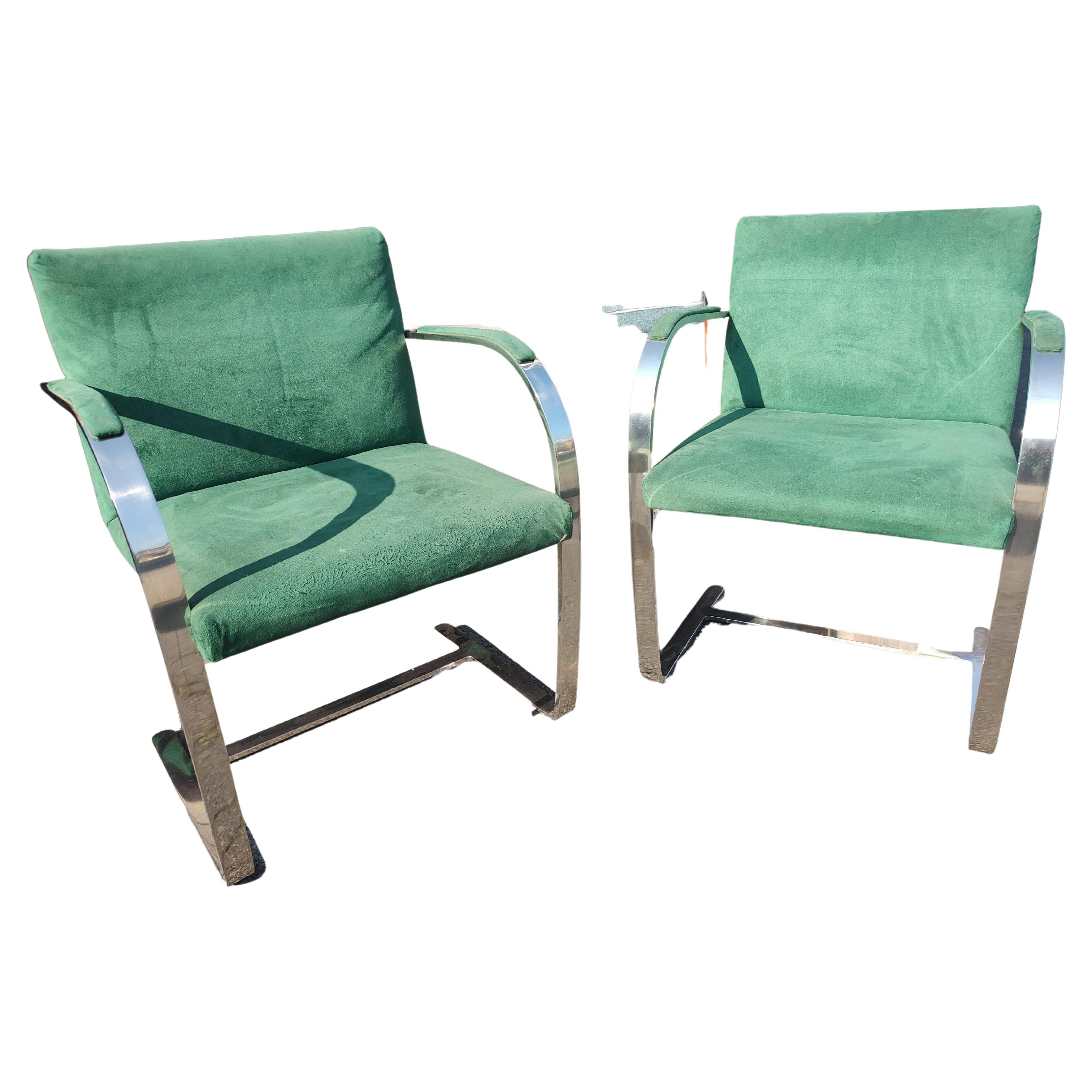 Late 20th Century Pair of Mid Century Modern Bauhaus Styled Brno Chairs  Ludwig Mies van DerRohe  For Sale