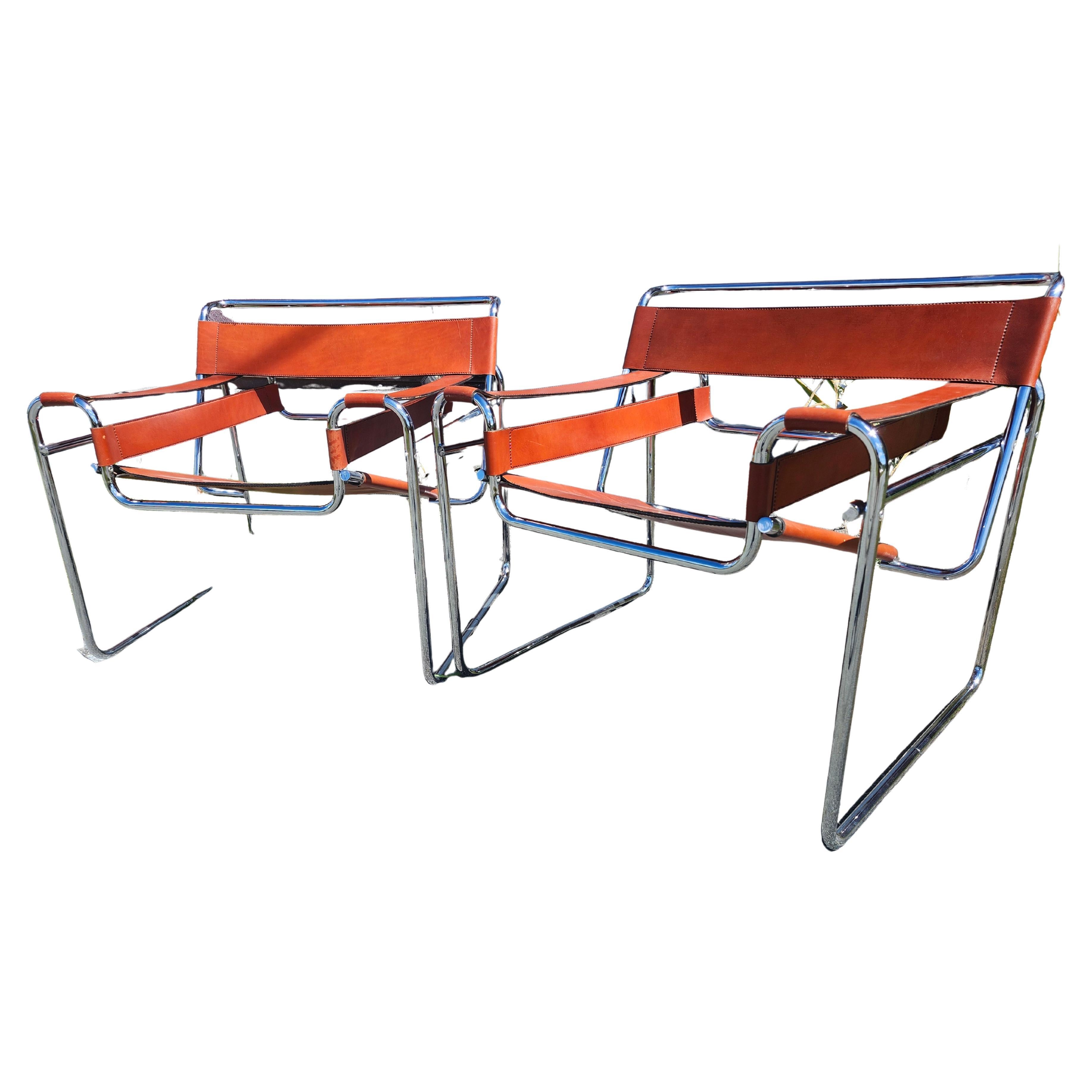 Coppia di sedie Bauhaus di Gavina - Stendig in Cognac, stile metà del secolo scorso. in vendita