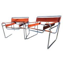 Pair of Mid Century Modern Bauhaus Wassily Chairs by Gavina - Stendig in Cognac