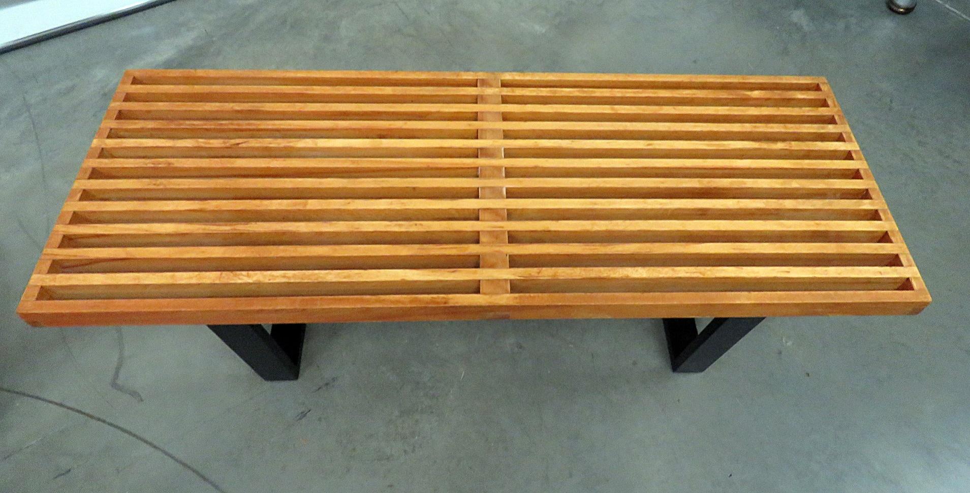 Wood Pair of Mid-Century Modern Benches Attributed to Herman Miller