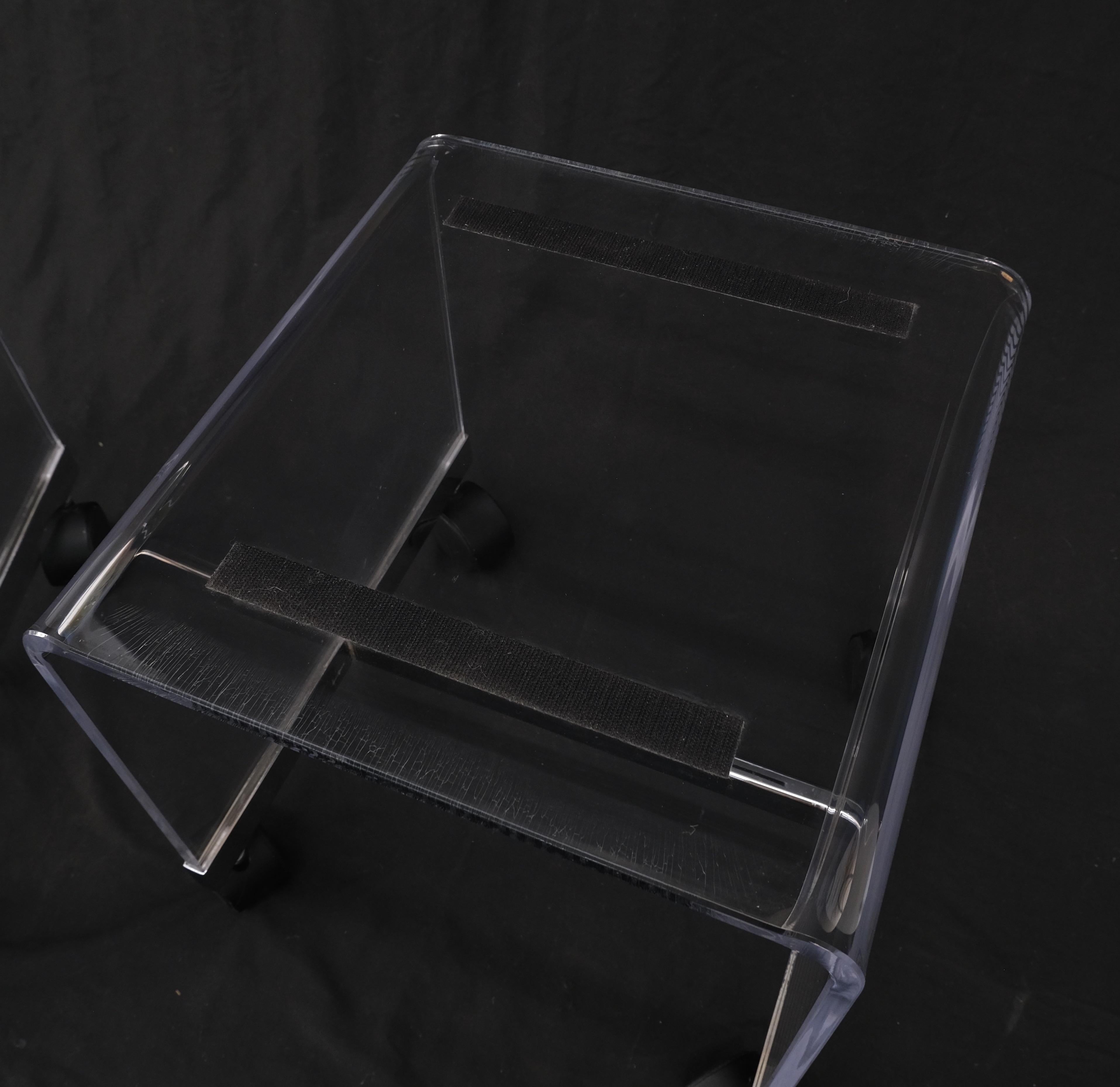 Pair of Mid-Century Modern Bent Lucite Compact Benches on Wheels Clean! For Sale 6