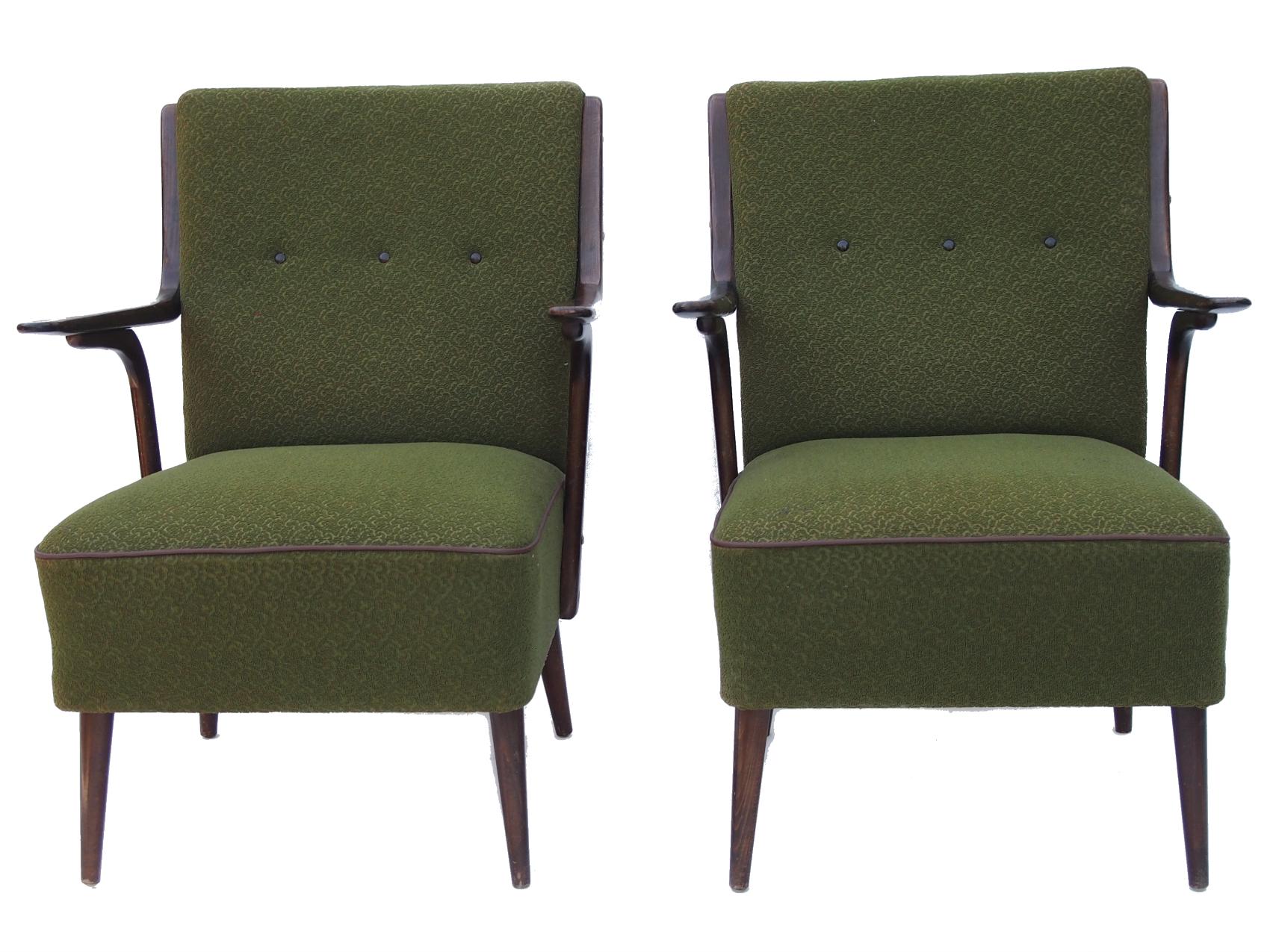 Pair of art deci Czechoslovakian bentwood armchairs in good original condition.