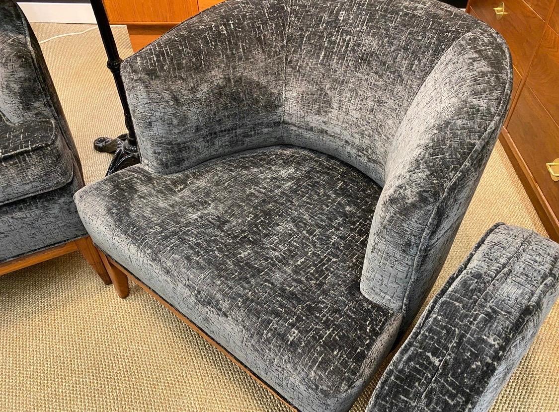 American Pair of Mid-Century Modern Bespoke Custom Newly Upholstered Club Chairs