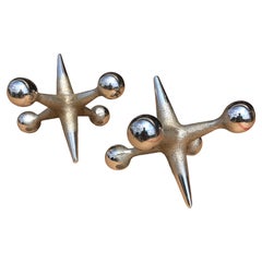 Pair of Mid-Century Modern Bill Curry Design Line Chrome Jacks Bookends