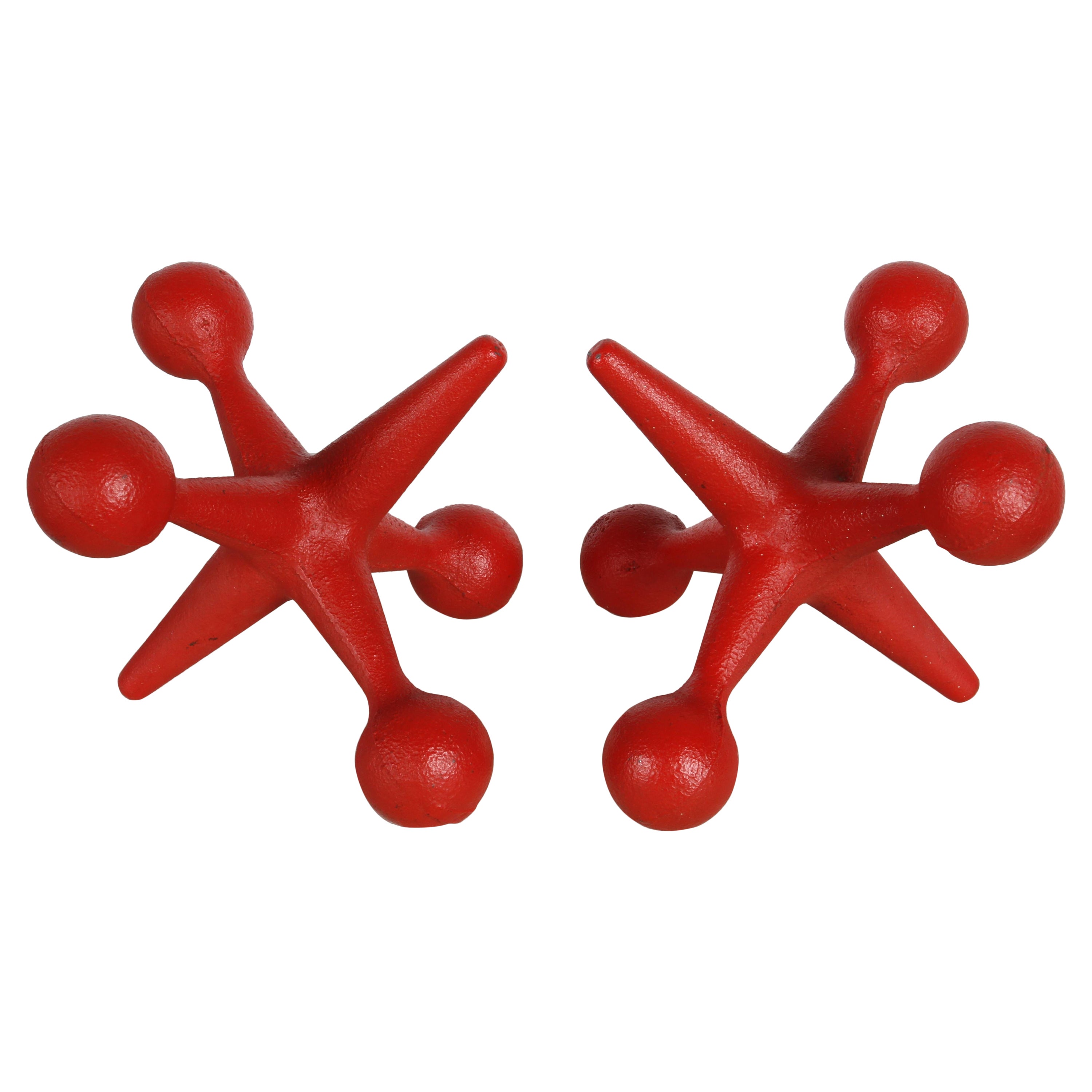 Pareja de sujetalibros de mediados de siglo Bill Curry Design Line POP de color rojo Jacks