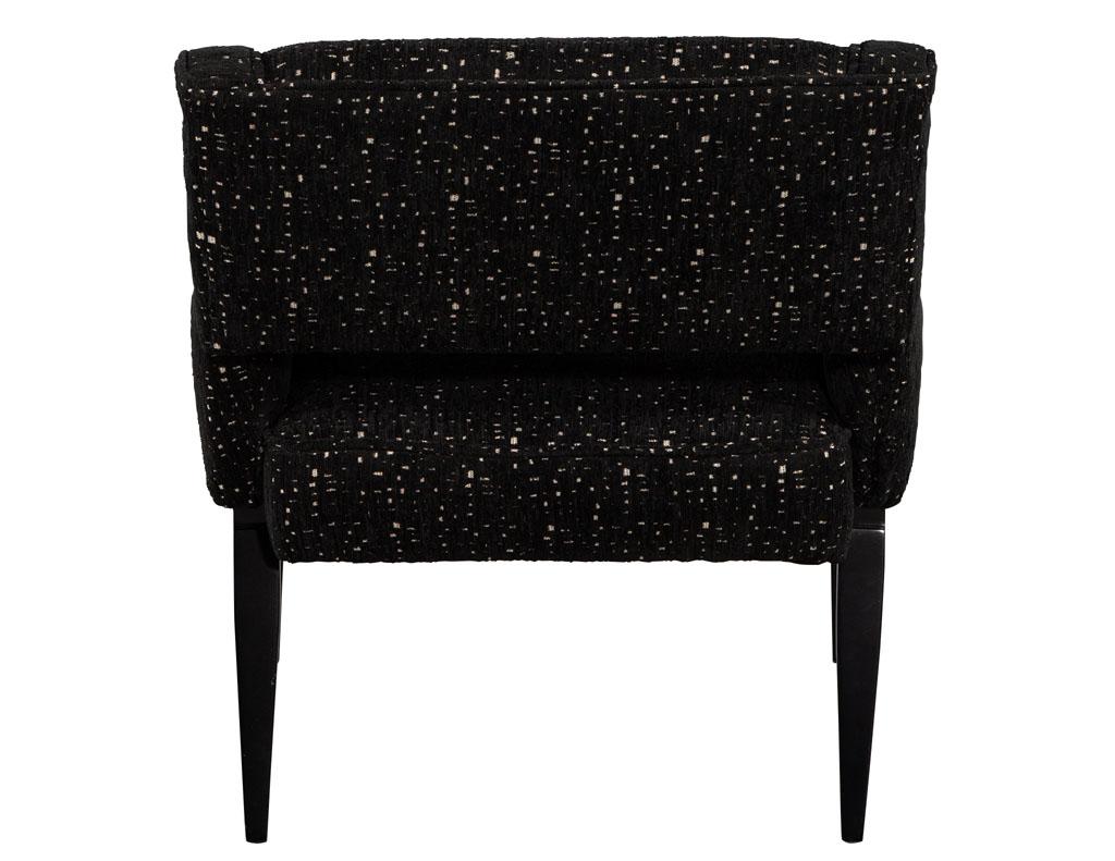 Velvet Pair of Mid-Century Modern Black and White Lounge Chairs