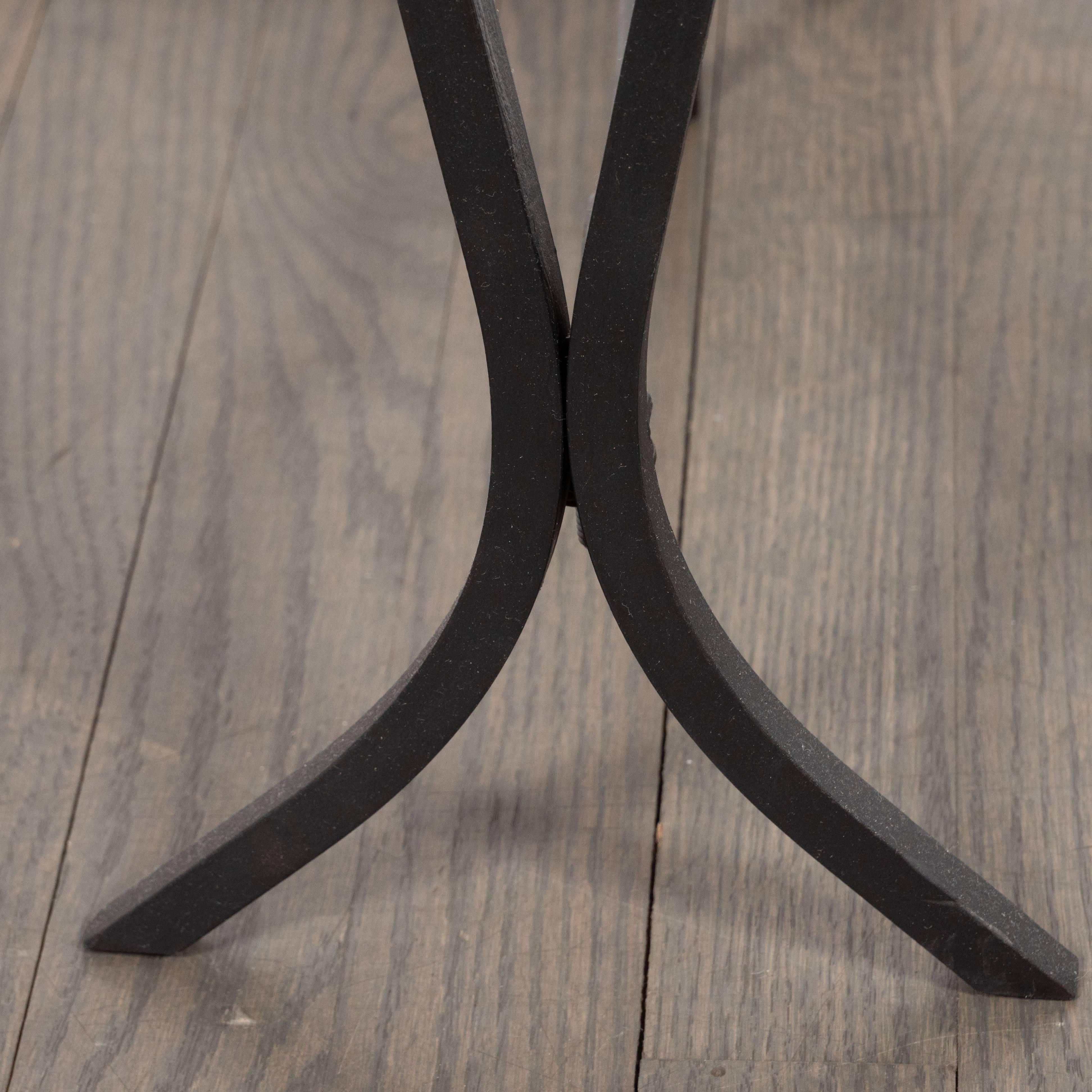 Pair of Mid-Century Modern Black Enamel and Brass Andirons by Donald Deskey In Excellent Condition In New York, NY