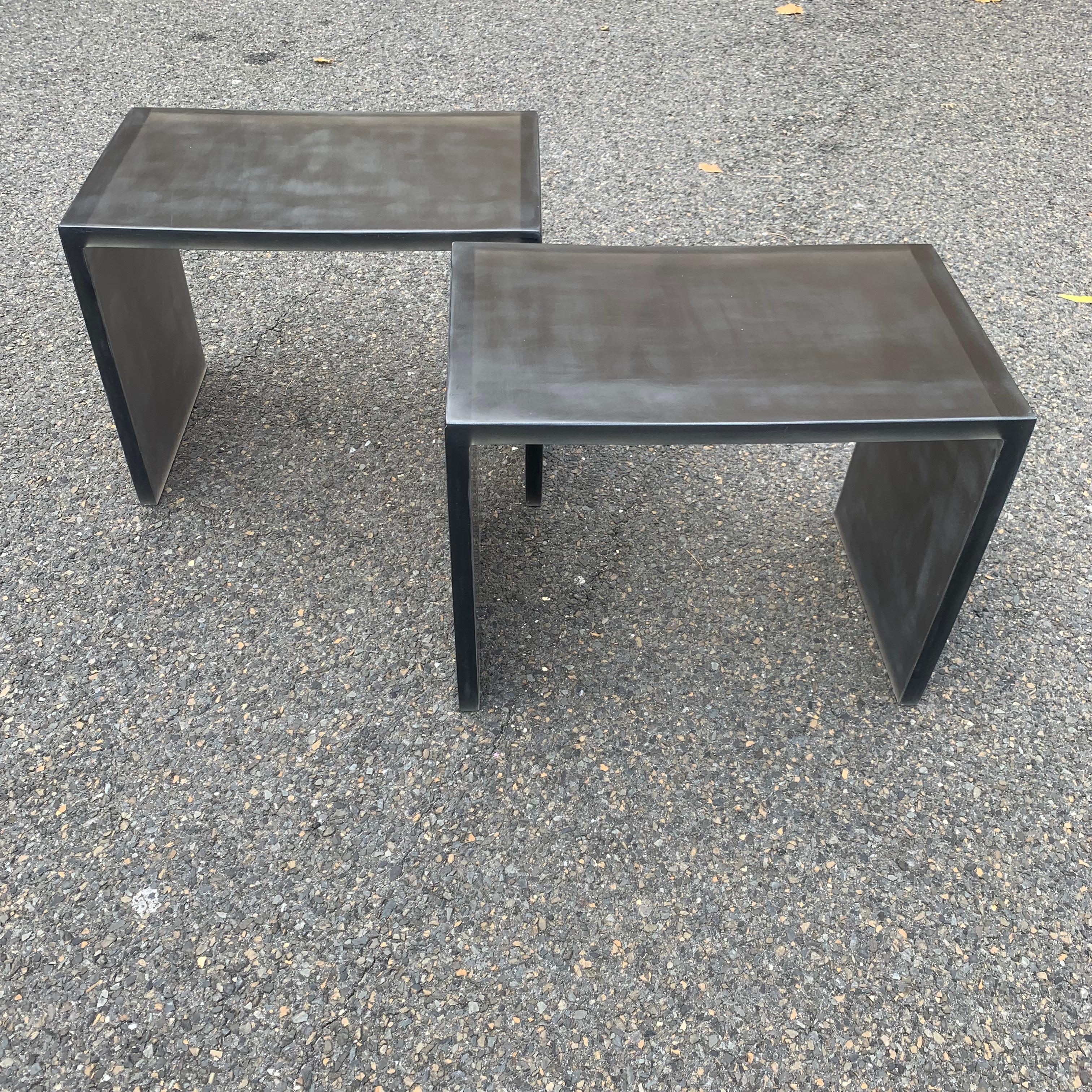 Pair of Mid-Century Modern Black Frosted Lucite Side Tables or Benches 6