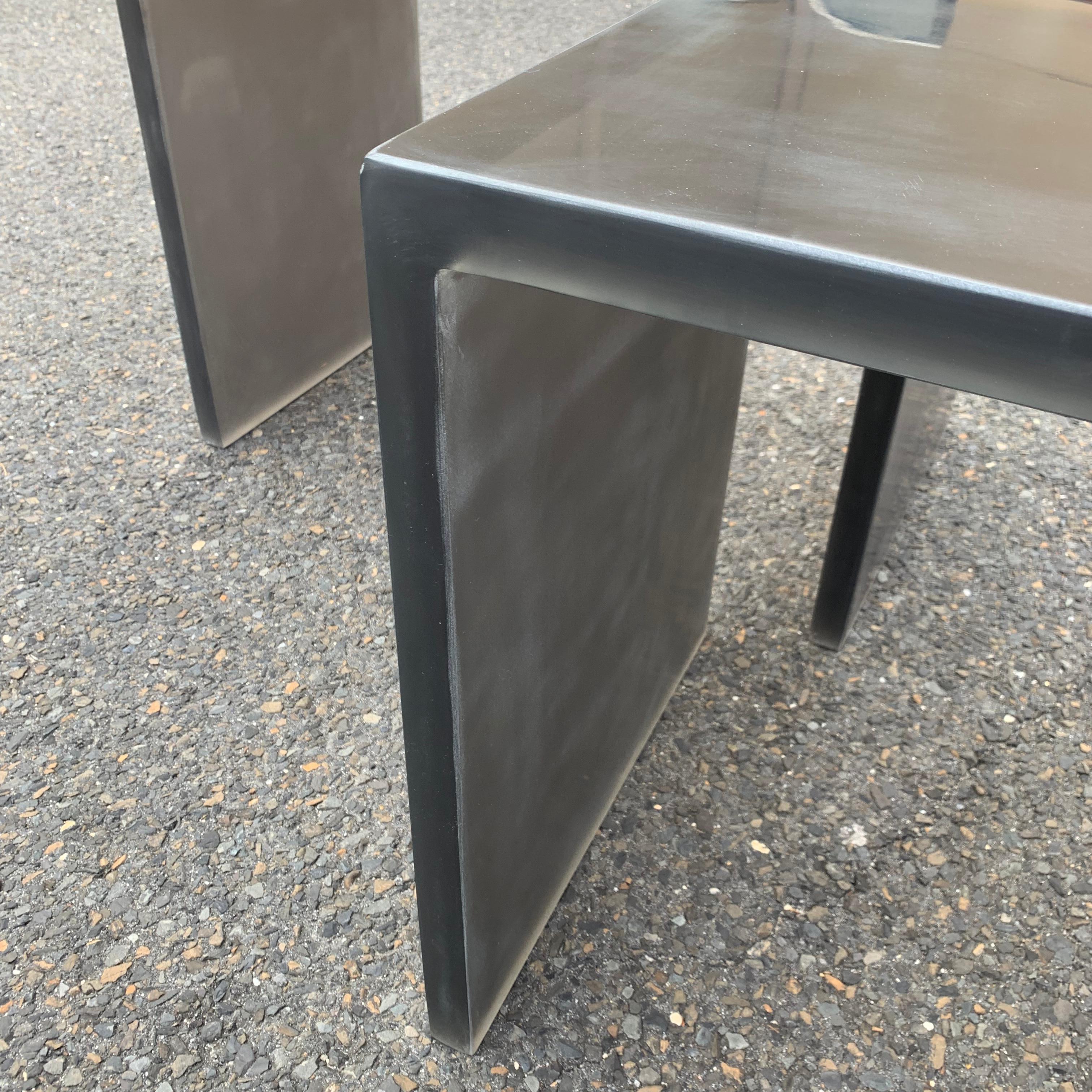 Pair of Mid-Century Modern Black Frosted Lucite Side Tables or Benches 7