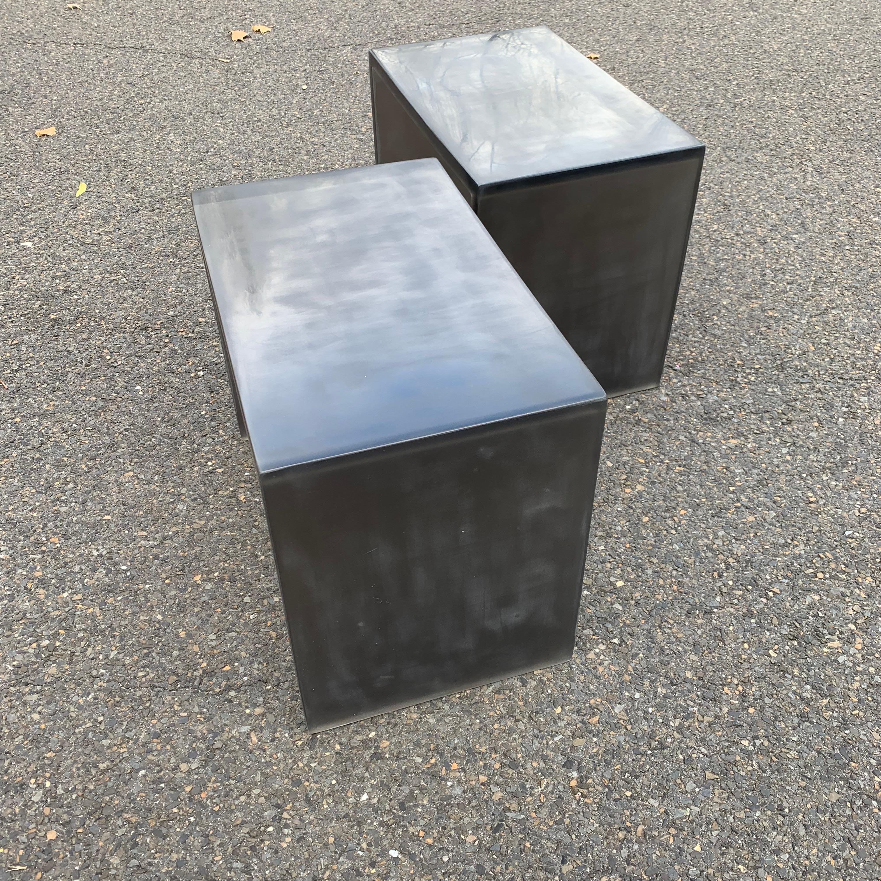 Pair of Mid-Century Modern Black Frosted Lucite Side Tables or Benches 14