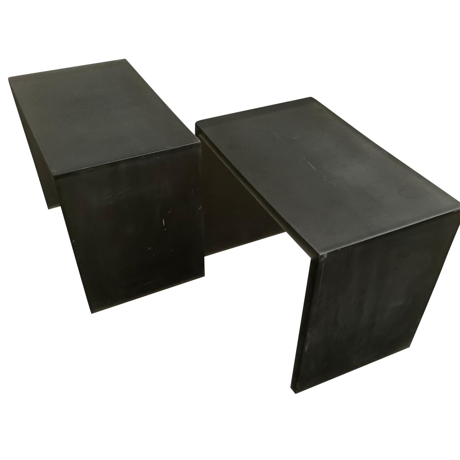 Pair of Mid-Century Modern Black Frosted Lucite Side Tables or Benches 3