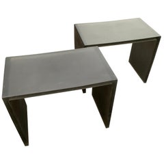 Pair of Mid-Century Modern Black Frosted Lucite Side Tables or Benches