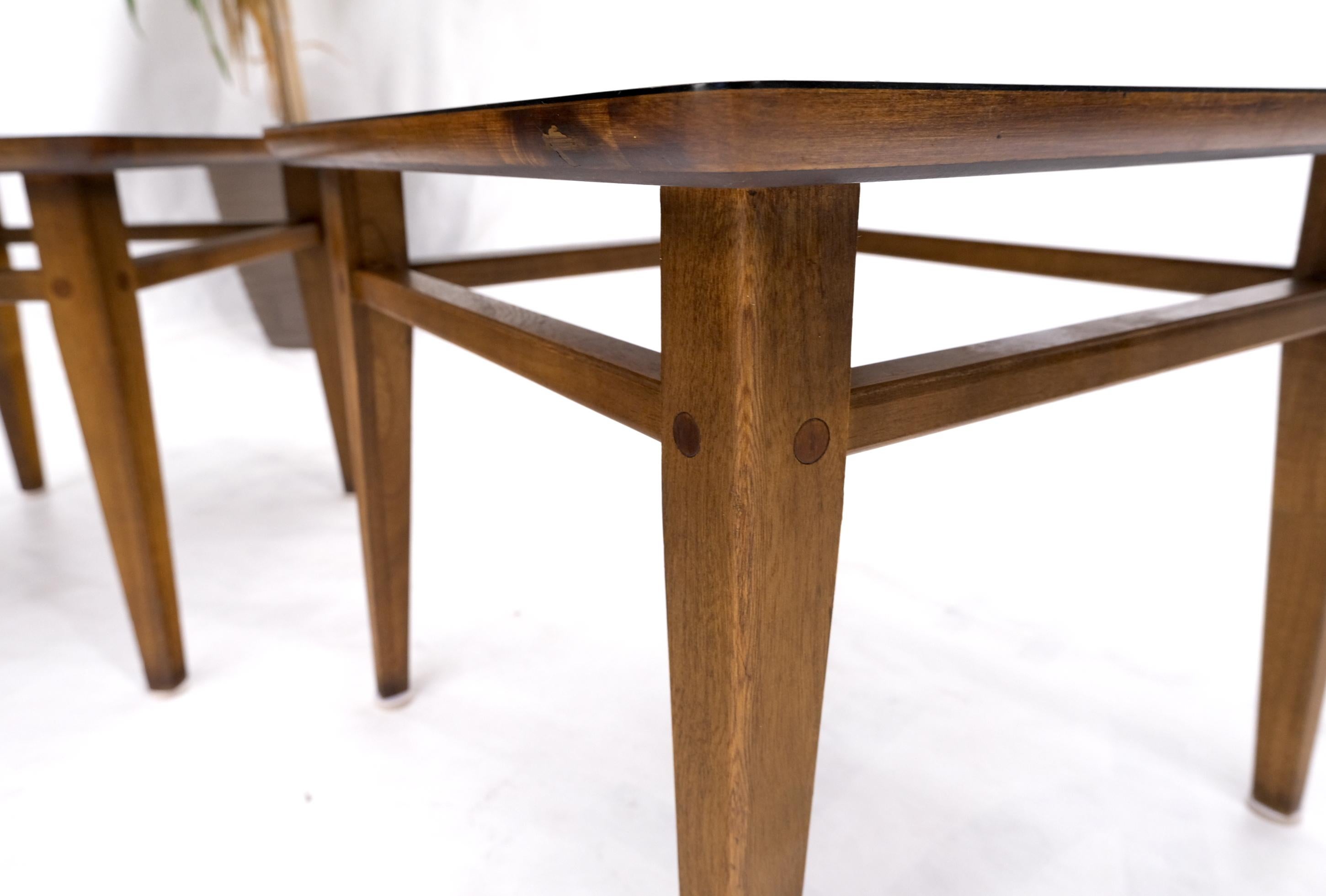 Pair of Mid-Century Modern Black Laminate Top Walnut End Tables Stands For Sale 6