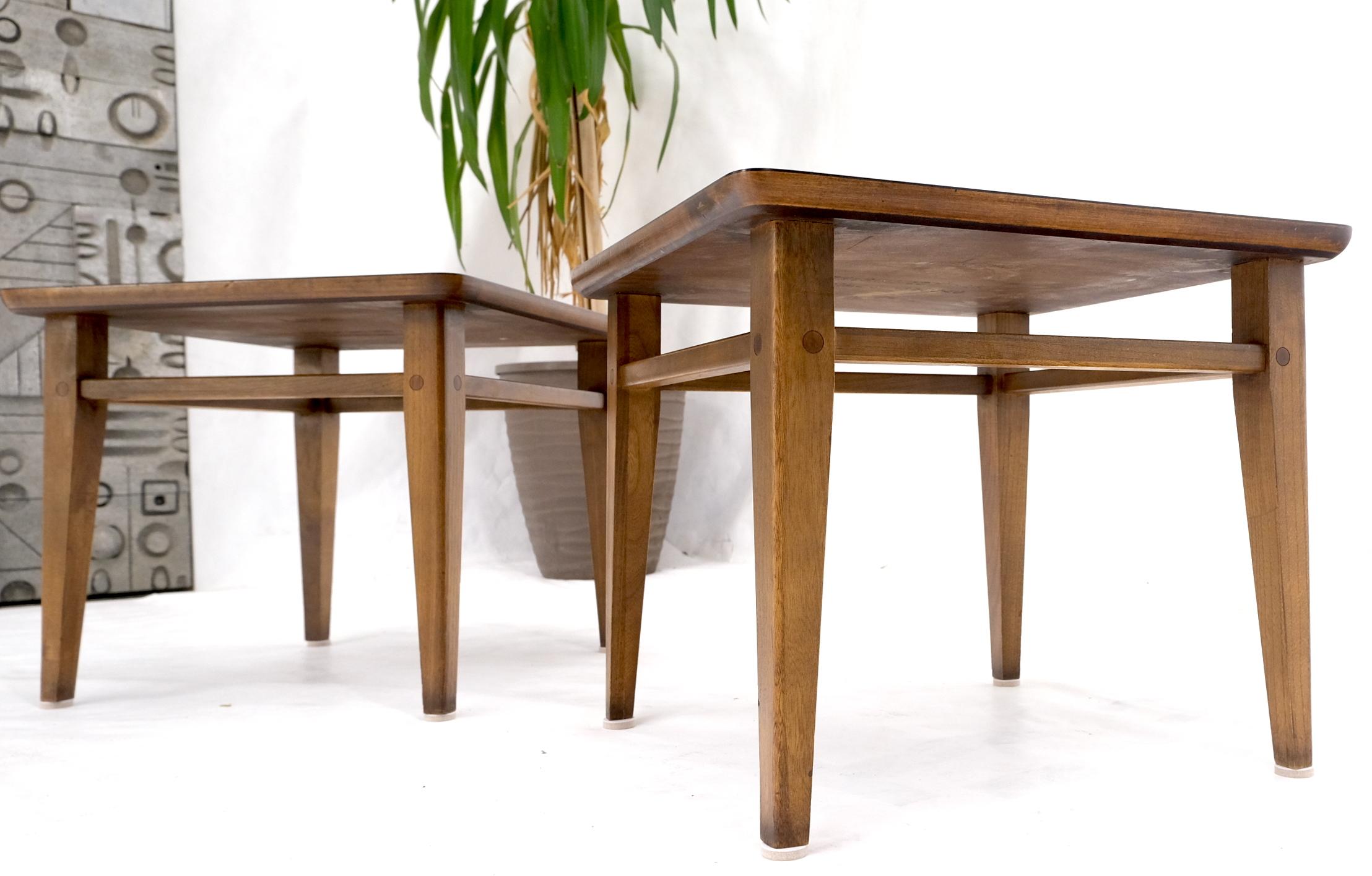 Pair of Mid-Century Modern Black Laminate Top Walnut End Tables Stands For Sale 7