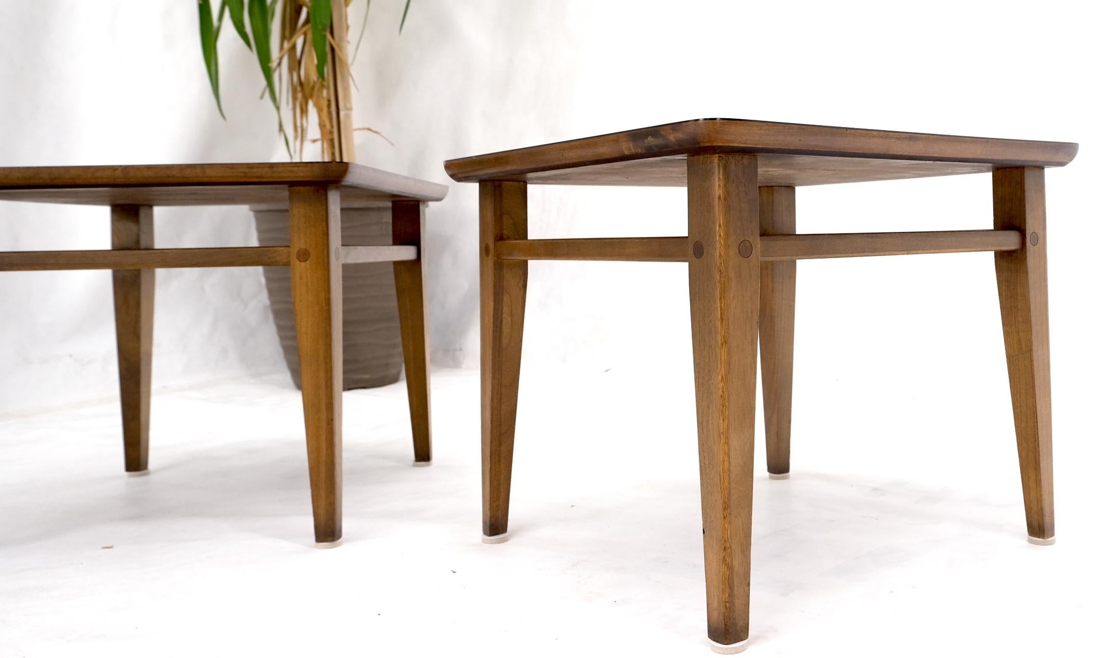 Pair of Mid-Century Modern Black Laminate Top Walnut End Tables Stands For Sale 4