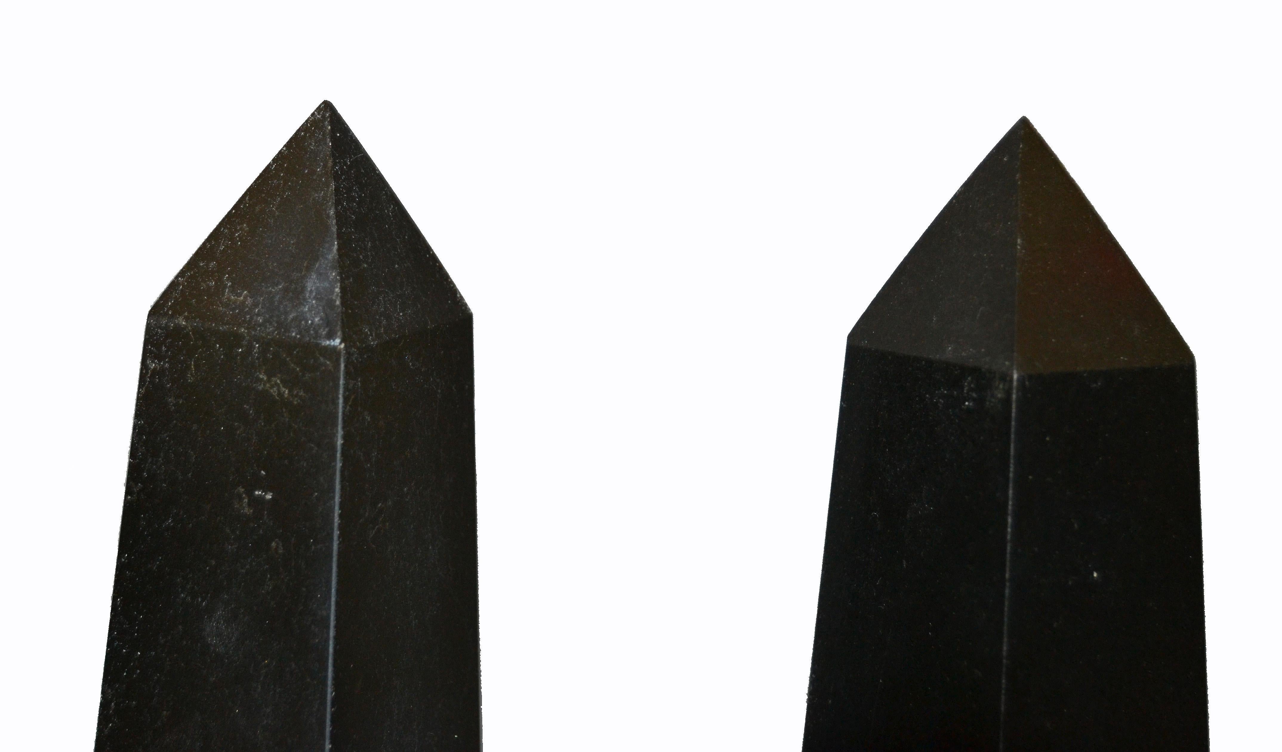 Pair of Mid-Century Modern Black Marble Obelisks 5