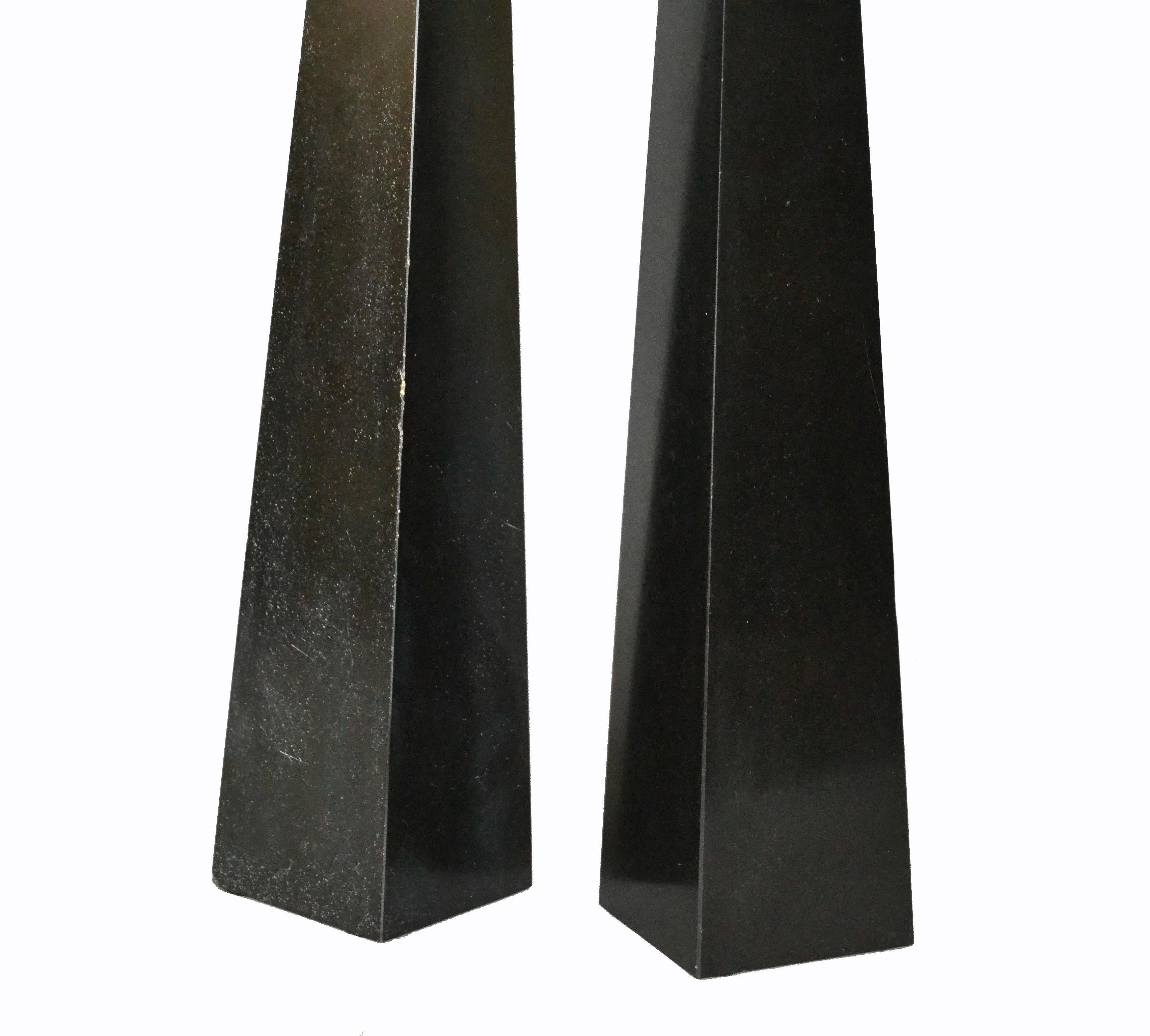 Pair of Mid-Century Modern Black Marble Obelisks 6