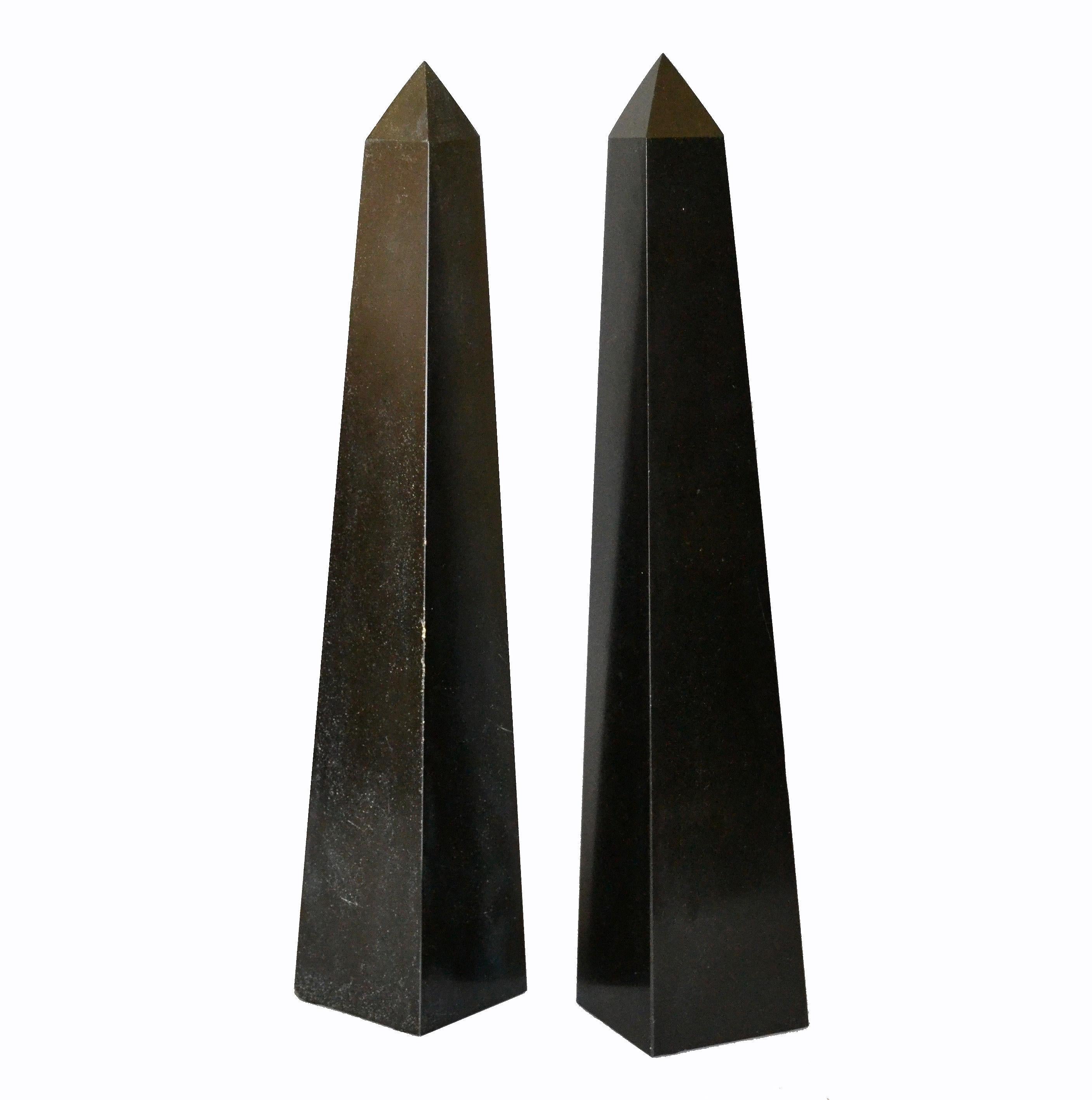 Pair of Mid-Century Modern Black Marble Obelisks 8