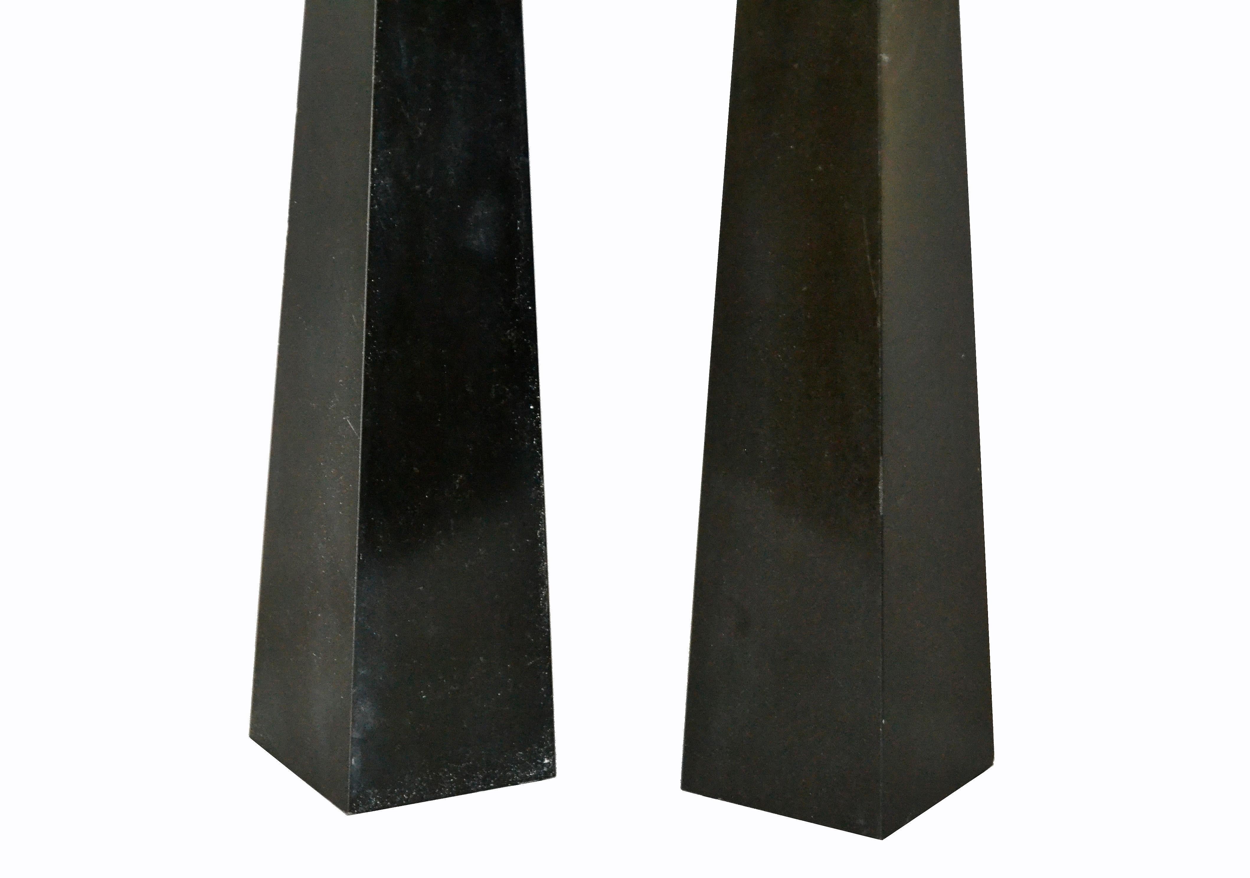 Mid-20th Century Pair of Mid-Century Modern Black Marble Obelisks
