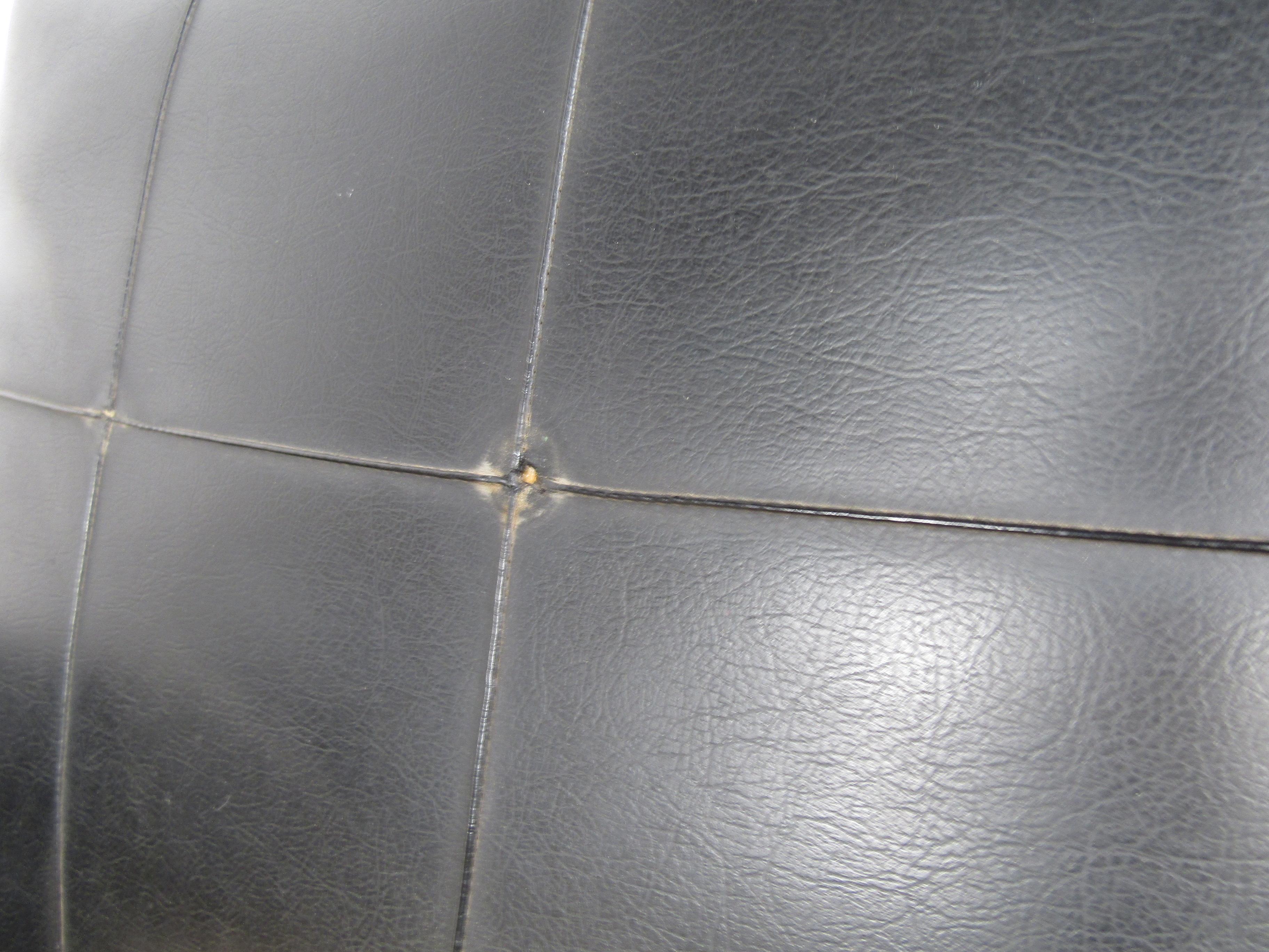 Pair of Mid-Century Modern Black Vinyl Lounge Chairs 3