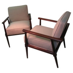 Pareja de sillones de salón modernos de mediados de siglo en nogal negro, 1957