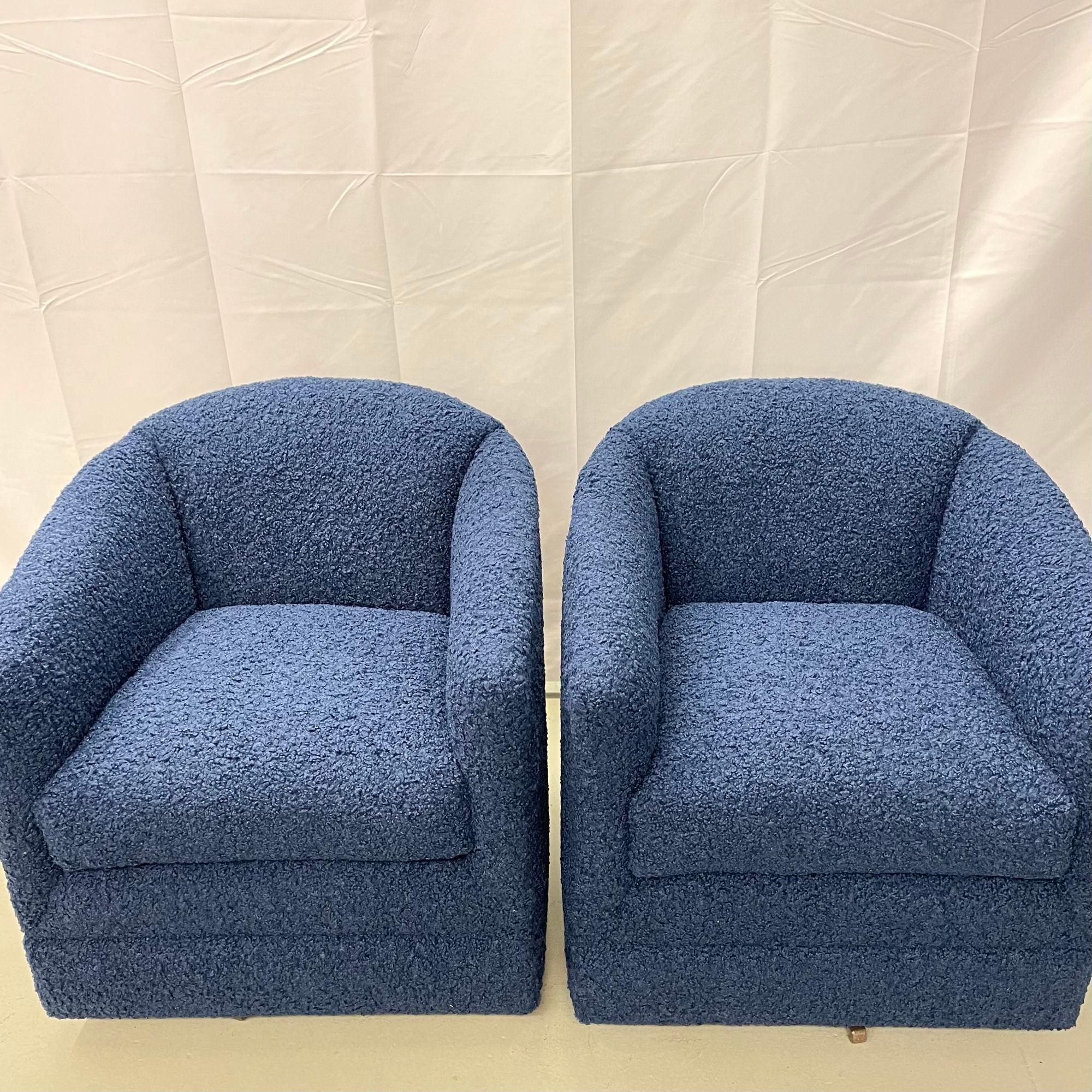 blue boucle swivel chair