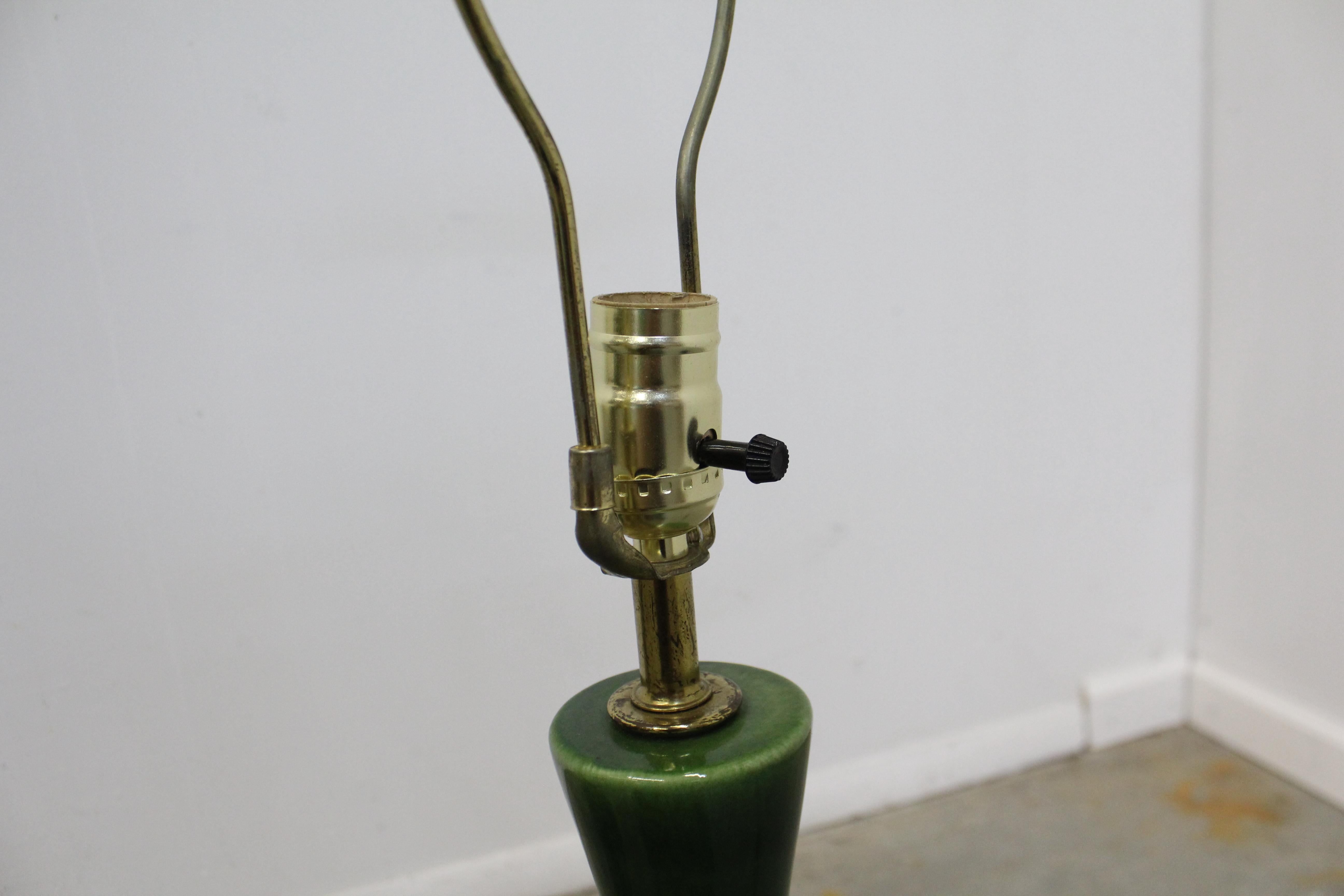 20th Century Pair of Mid-Century Modern Blue Green Drip Glaze Table Lamps