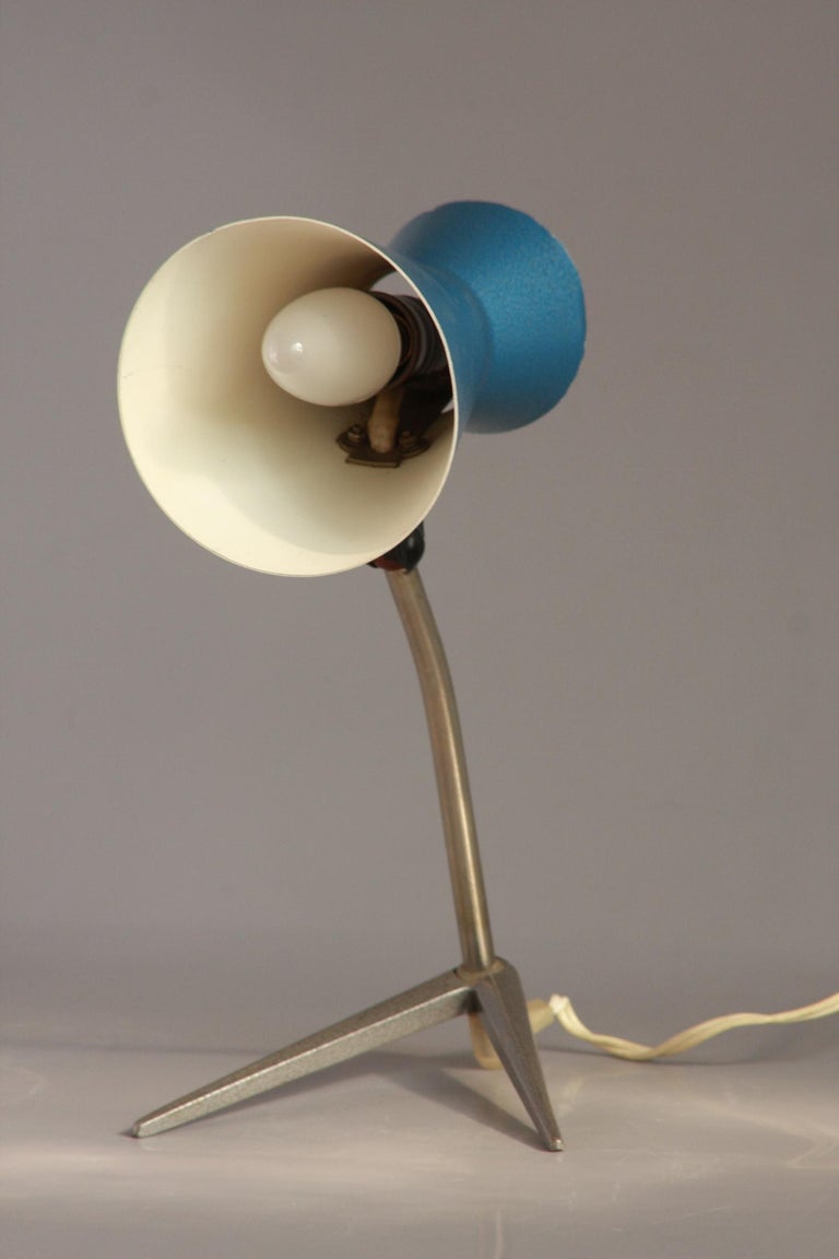 Pair of MidCentury Modern Blue Nightstand Lamps, Hungary 1960s For