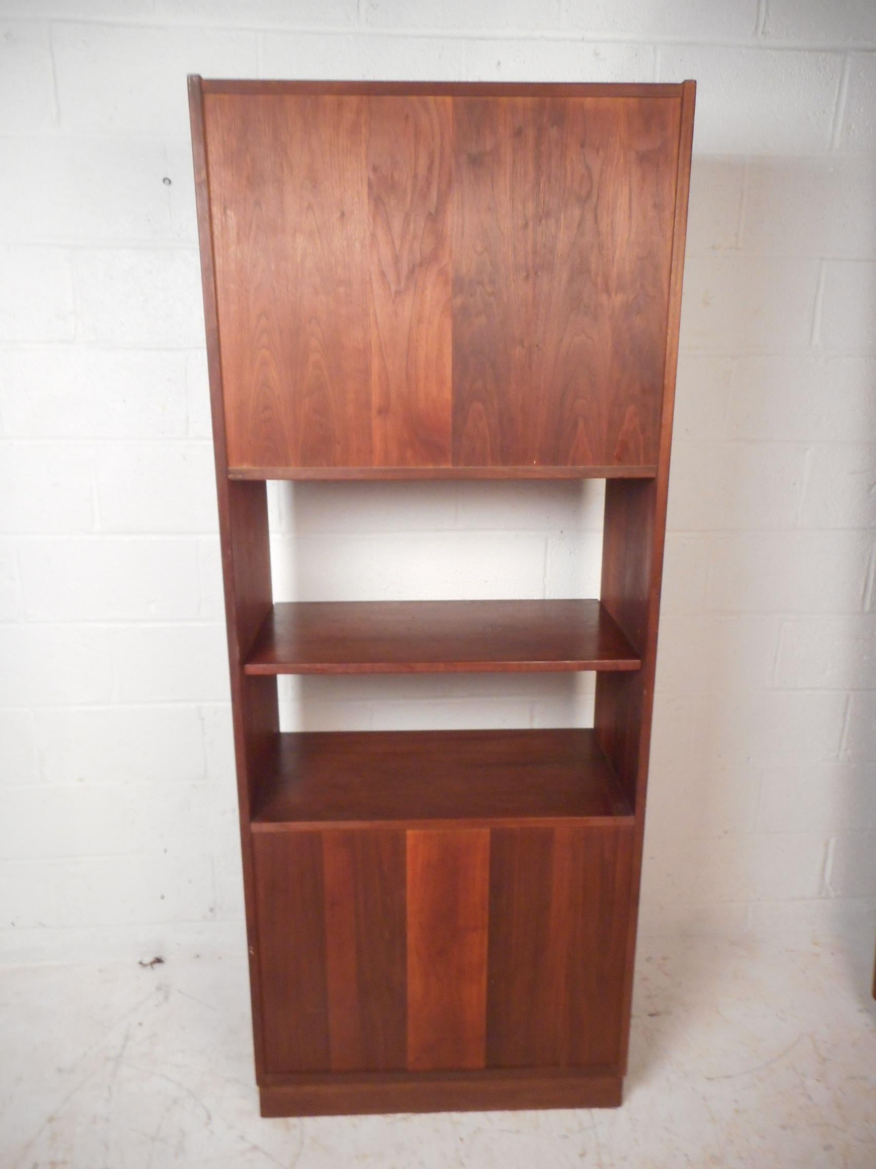 Cane Pair of Mid-Century Modern Bookcases or Shelves