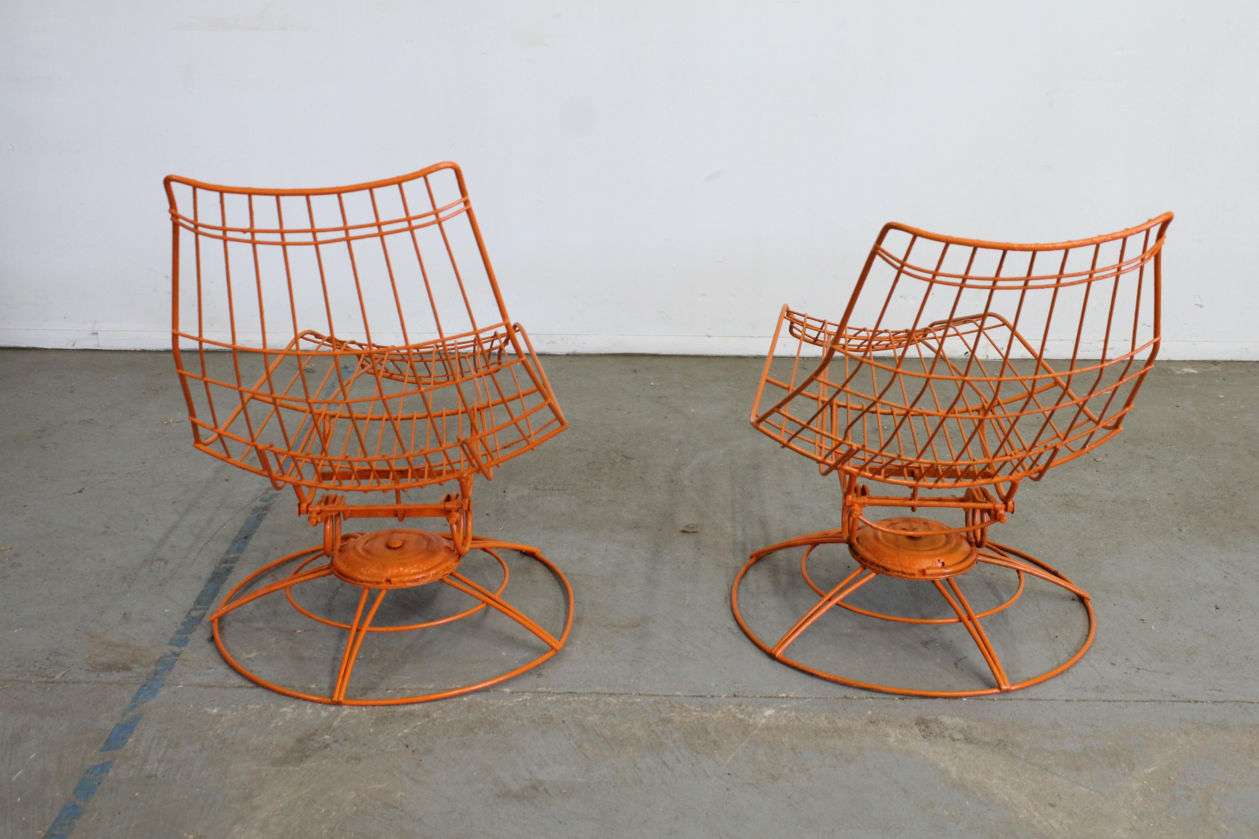 Pair of Mid-Century Modern Bottemiller Atomic Orange Siesta Chaise Lounge Chairs 6